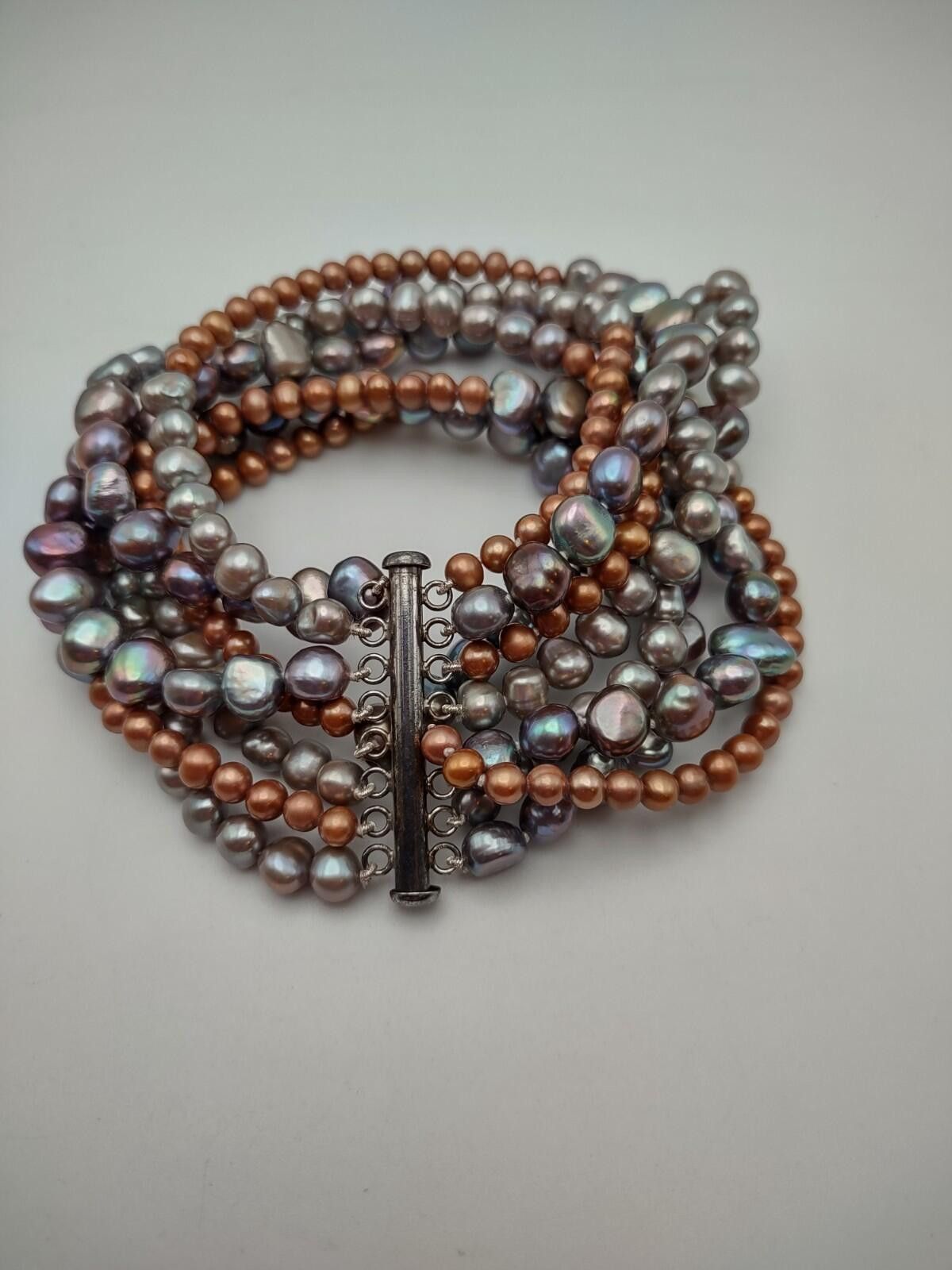 The Unbranded Brand 7-Strand Baroque Freshwater Pearl Bracelet Sterling 925 Size ONE SIZE - 2 Thumbnail