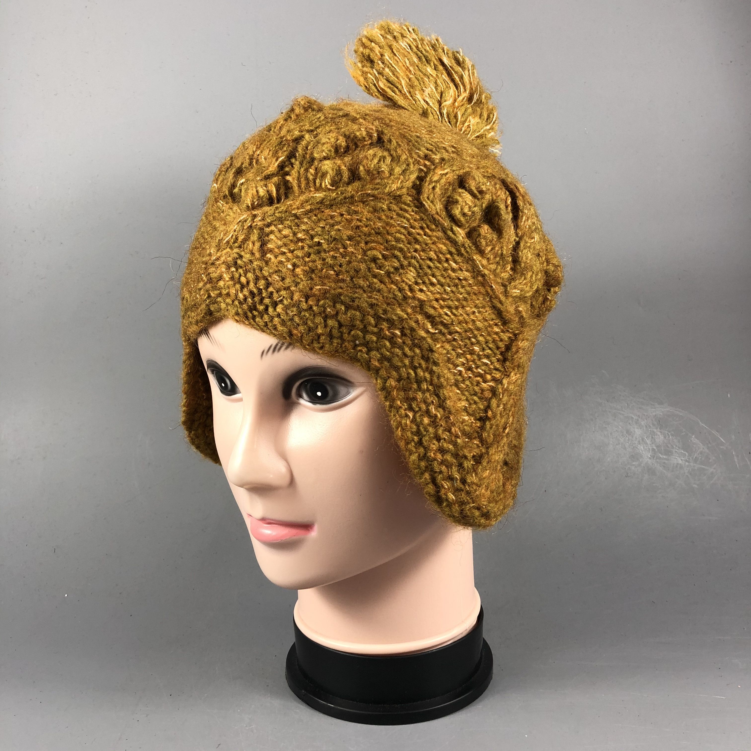 Japanese Brand Cable Knit Crochet Earflap Beanie Size ONE SIZE - 2 Thumbnail
