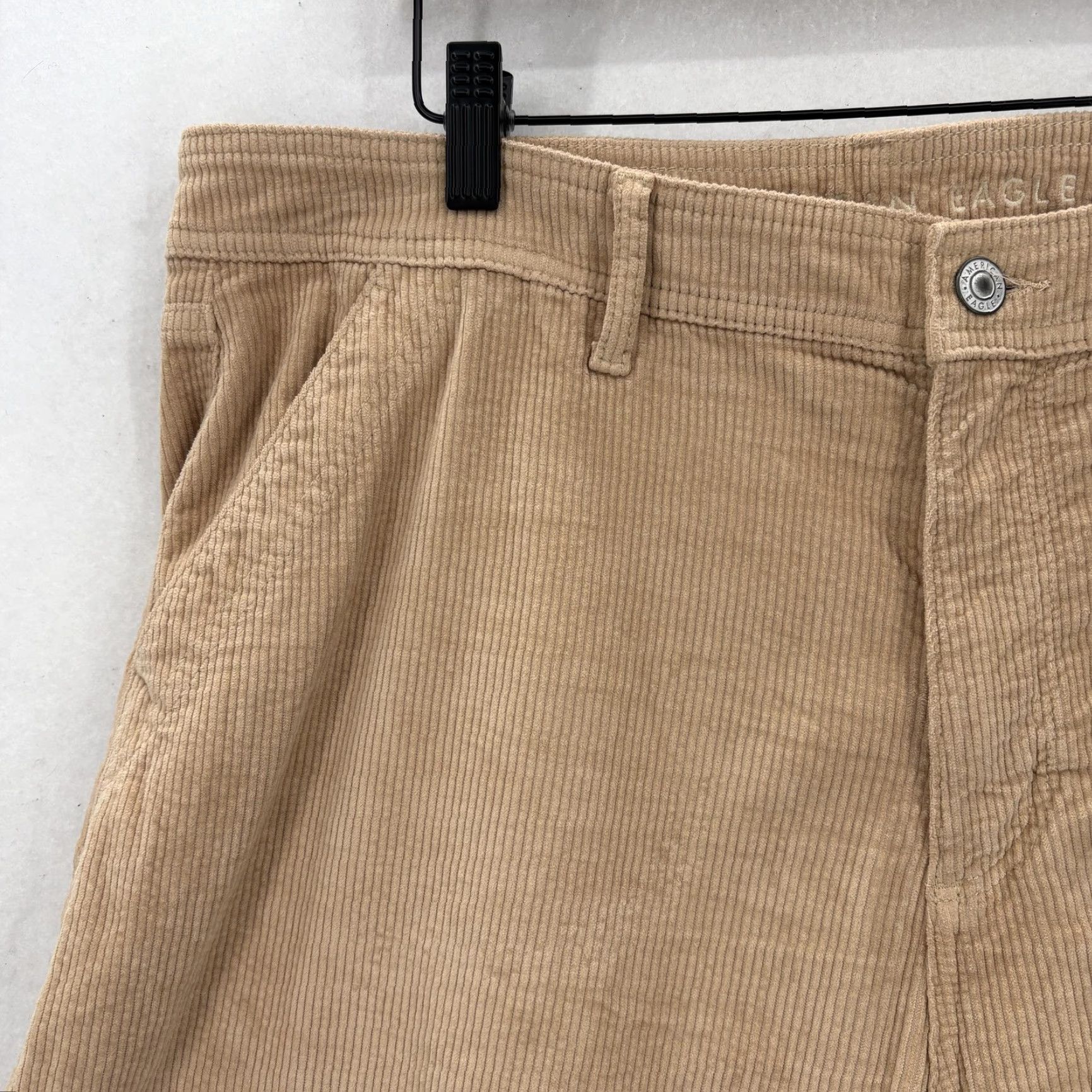 American Eagle Outfitters VINTAGE American Eagle Pants Womens 16 Beige Corduroy Super High Rise Wide Leg Cargo Y2K Size 38" / US 16 / IT 52 - 3 Thumbnail