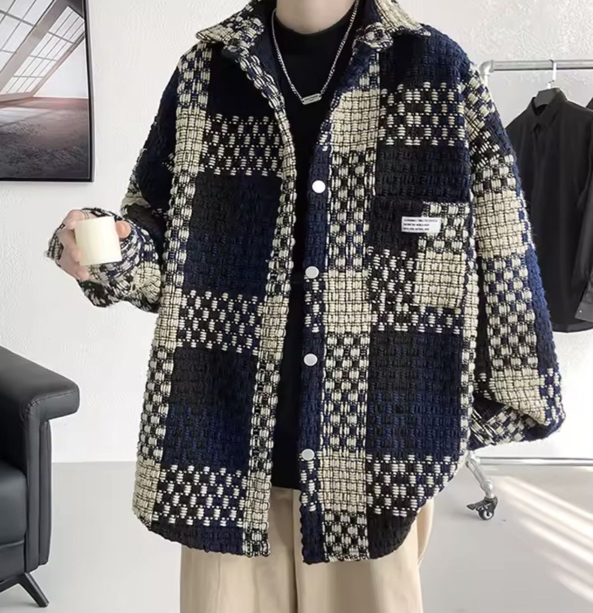 Japanese Brand Casual Plaid Knit Jaet Size US XXL / EU 58 / 5 - 4 Thumbnail