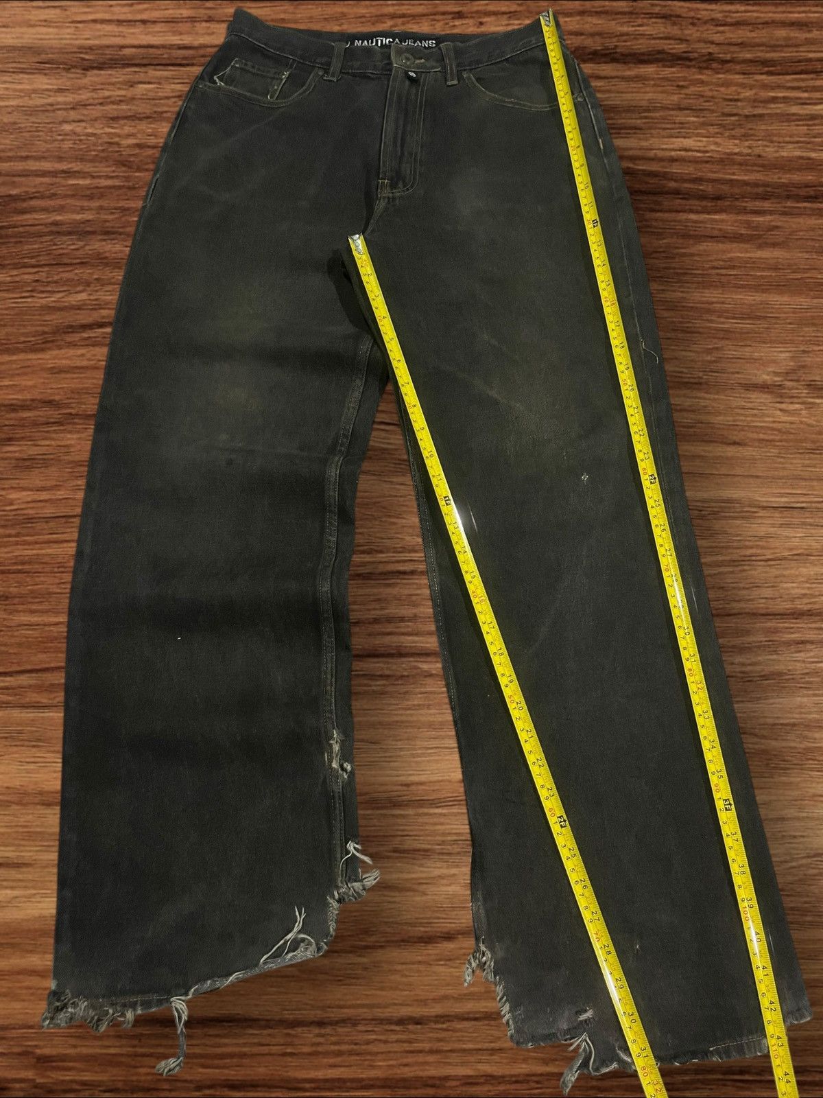 Le Grande Bleu (L.G.B.) × Nautica ⚡️Baggy⚡️Sick Nautica Grunge Style Distressed Frayed Leg Jeans Size US 32 / EU 48 - 15 Thumbnail