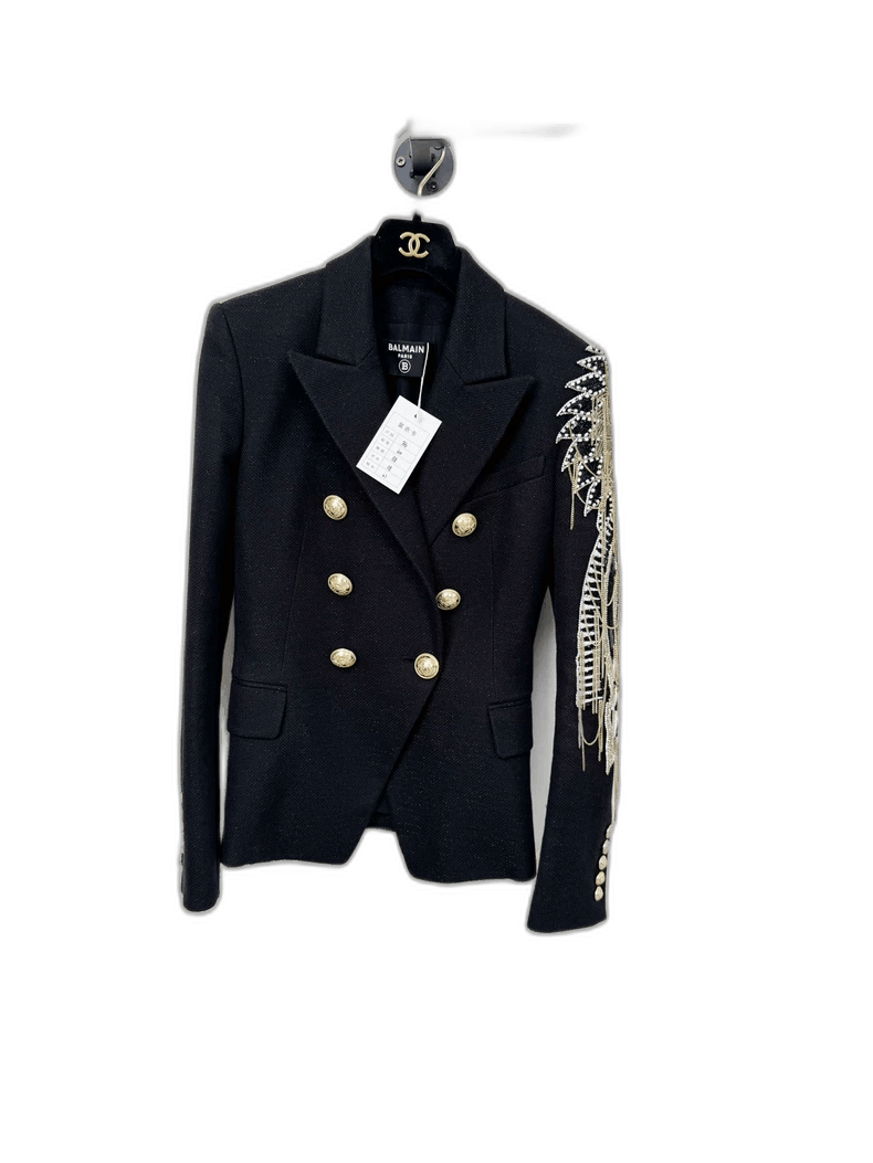 Balmain Balmain Black Blazer with Gold Buttons Size S / US 4 / IT 40 - 1 Thumbnail