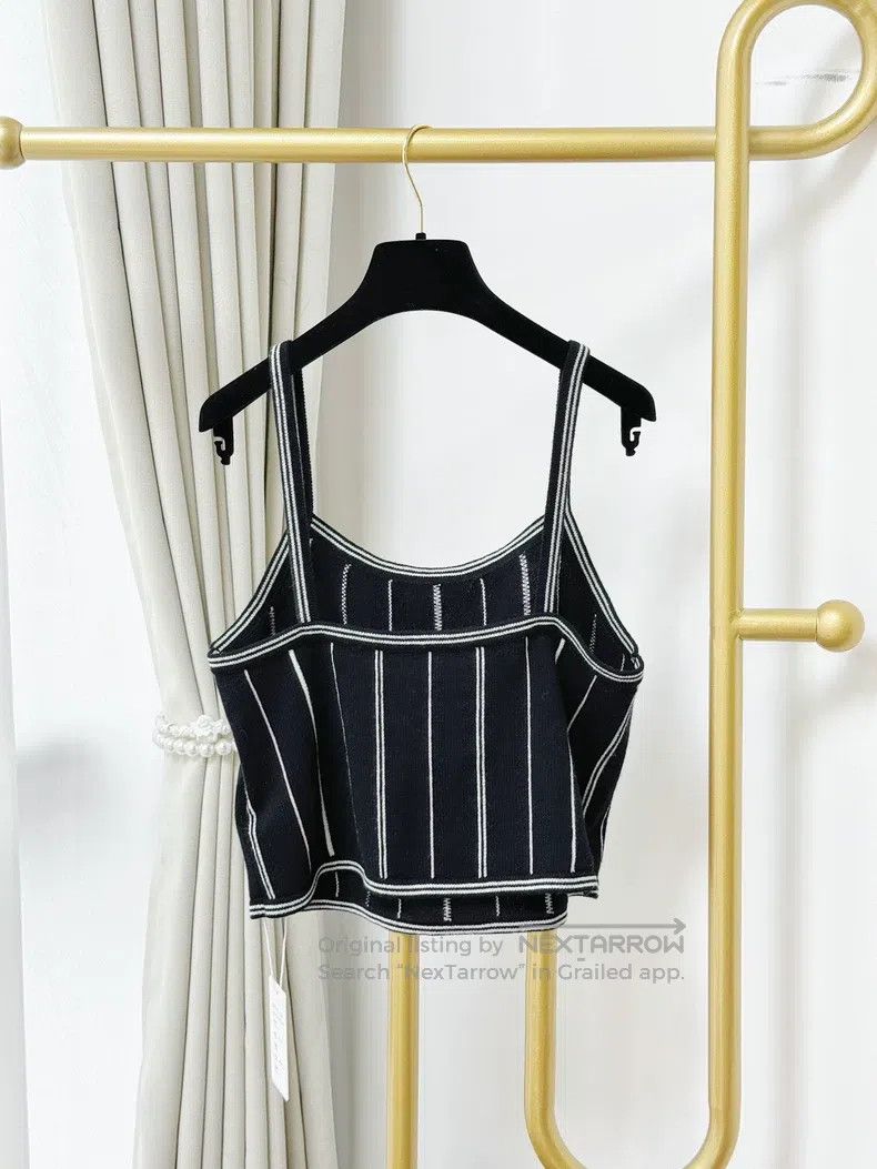 Chanel Chanel 23P black vertical striped knitted suspender vest Size XS / US 0-2 / IT 36-38 - 4 Thumbnail