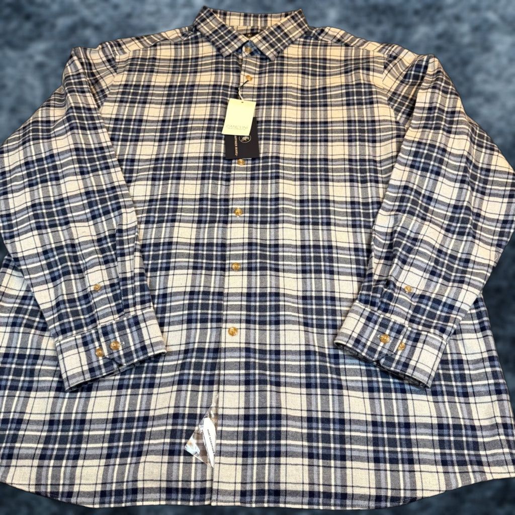 Hart Schaffner Marx Hart Schaffner Marx Canclini Blue Plaid Cotton Flannel Shirt Mens 2XL NWT Adult Regular Button-Up Long Sleeve Collared Size US XXL / EU 58 / 5 - 1 Thumbnail