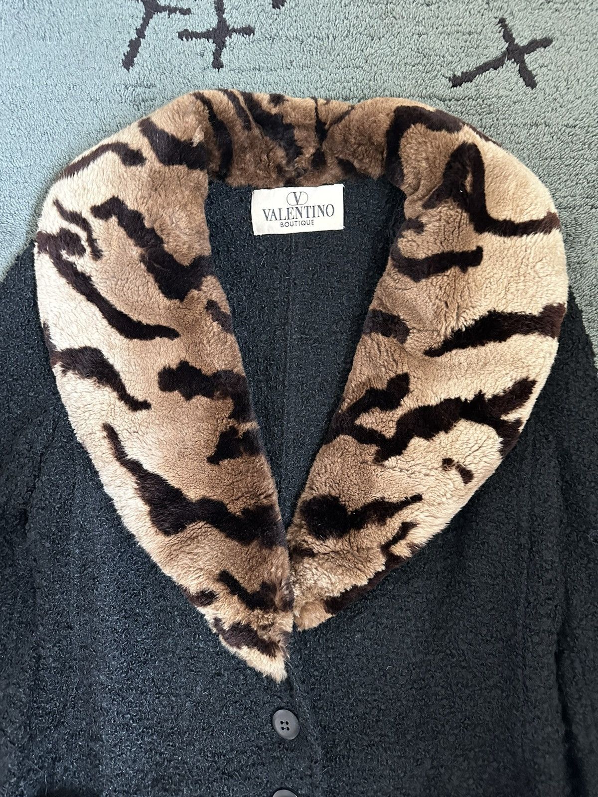 image of Valentino 90’S Archive Faux Fur Mohair Coat in Black, Women's (Size XL)