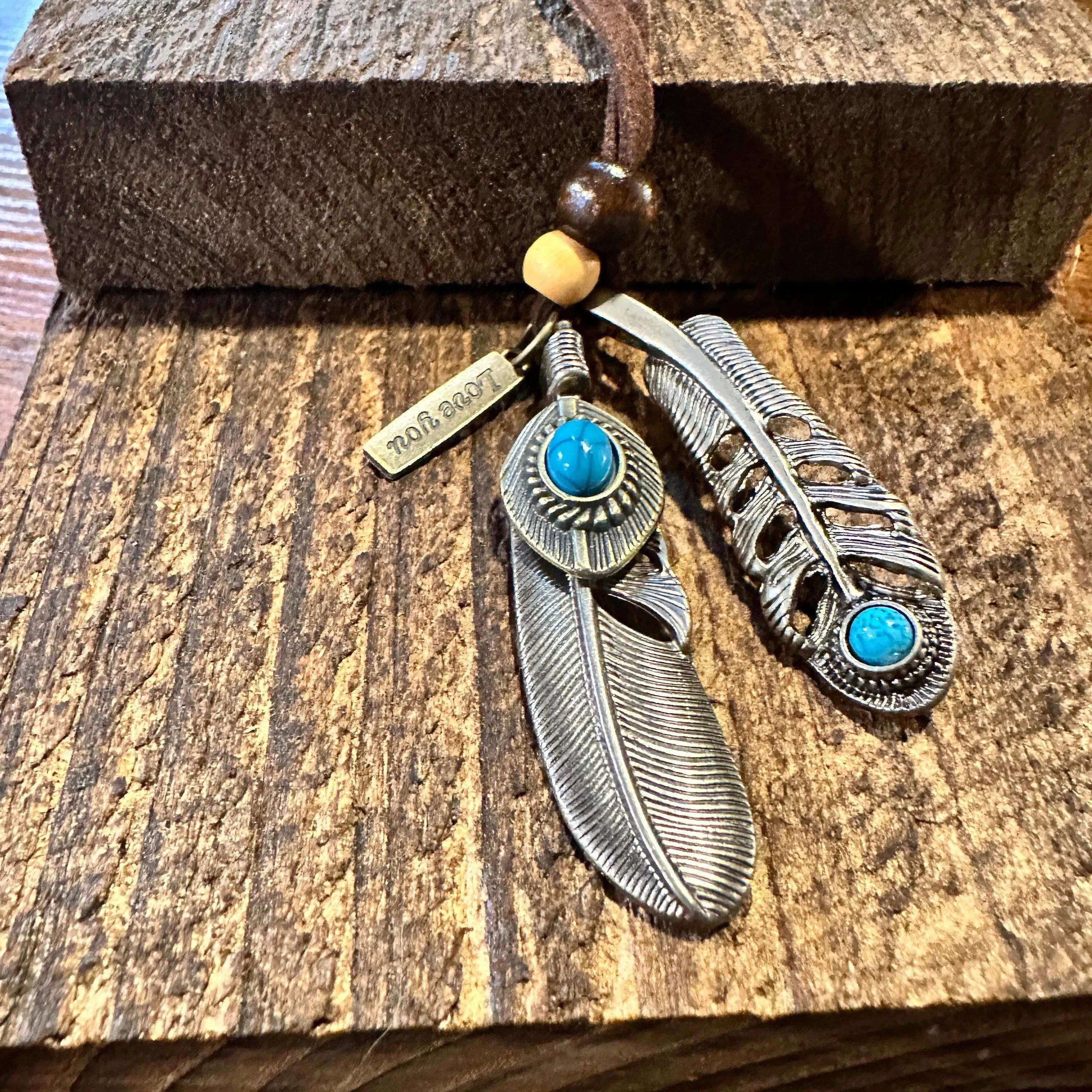 Other Southwest-Inspired Turquoise Feather Pendant Necklace on Bro Size ONE SIZE - 2 Thumbnail
