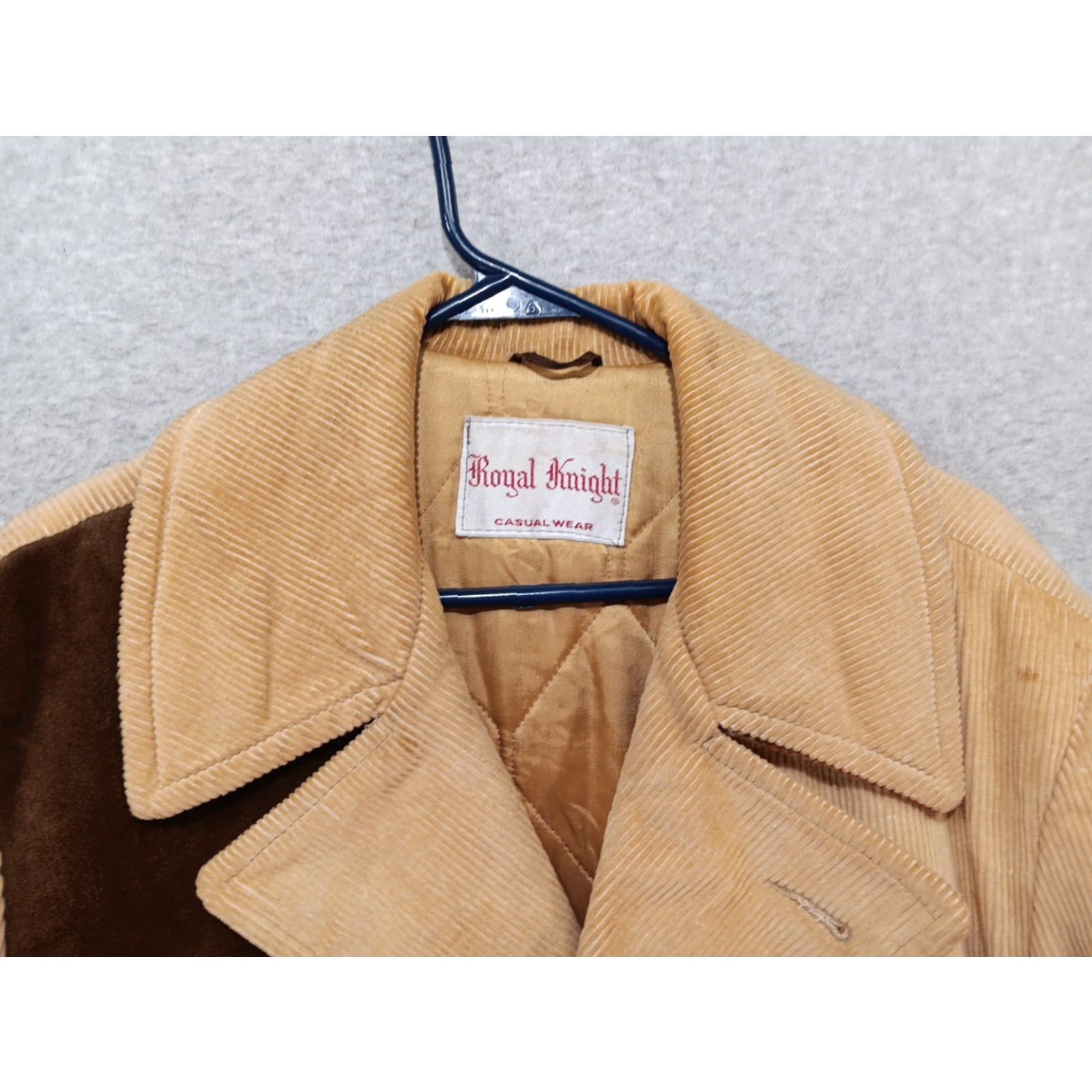 Vintage VTG Royal Knight Barn Chore Jacket Mens 42 Beige Corduroy Patches Buttoned Lined Pockets Read # Size US XS / EU 42 / 0 - 4 Thumbnail