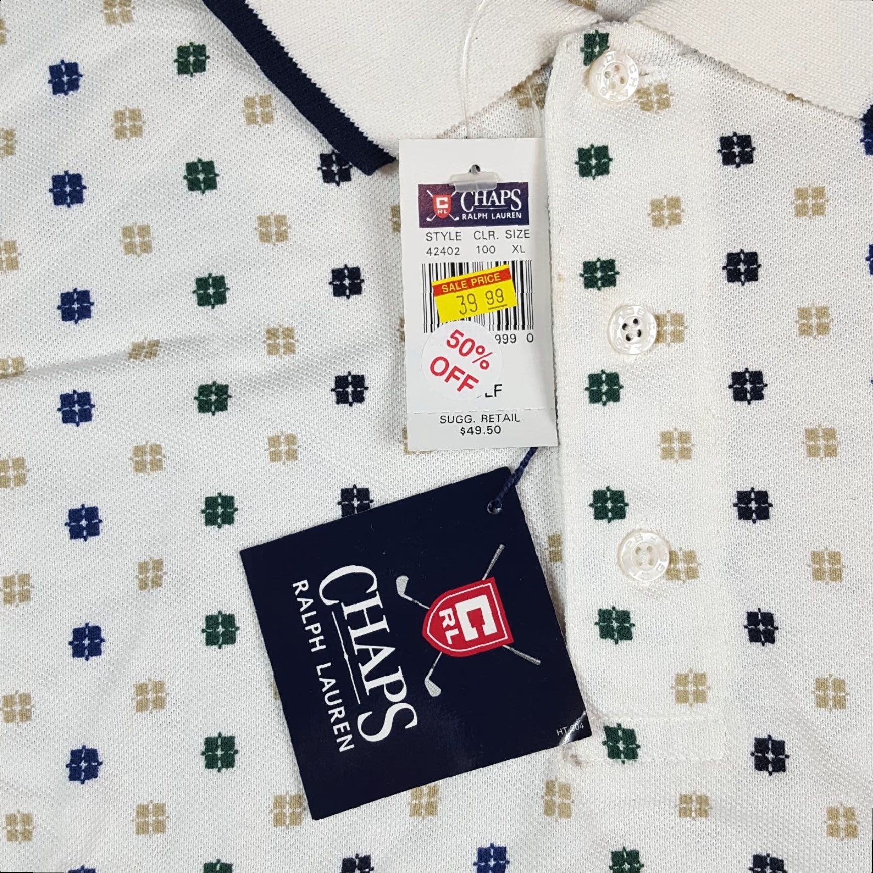 Ralph Lauren VINTAGE Ralph Lauren Chaps Polo Shirt Shield Golf XL White Short Sleeve Collared Polo Shirt Size US XL / EU 56 / 4 - 5 Thumbnail
