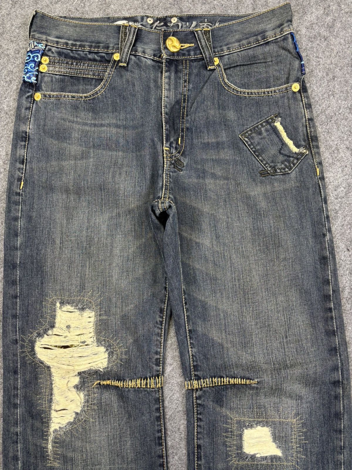Japanese Brand 💥Archival💥Osaka Big Train Loose Distressed Denim F832 Size US 32 / EU 48 - 3 Thumbnail