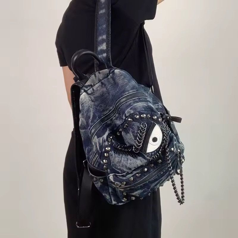 Other Punk Streetwear Rivet Capacity Canvas Eye Backpack Bag Size ONE SIZE - 4 Thumbnail