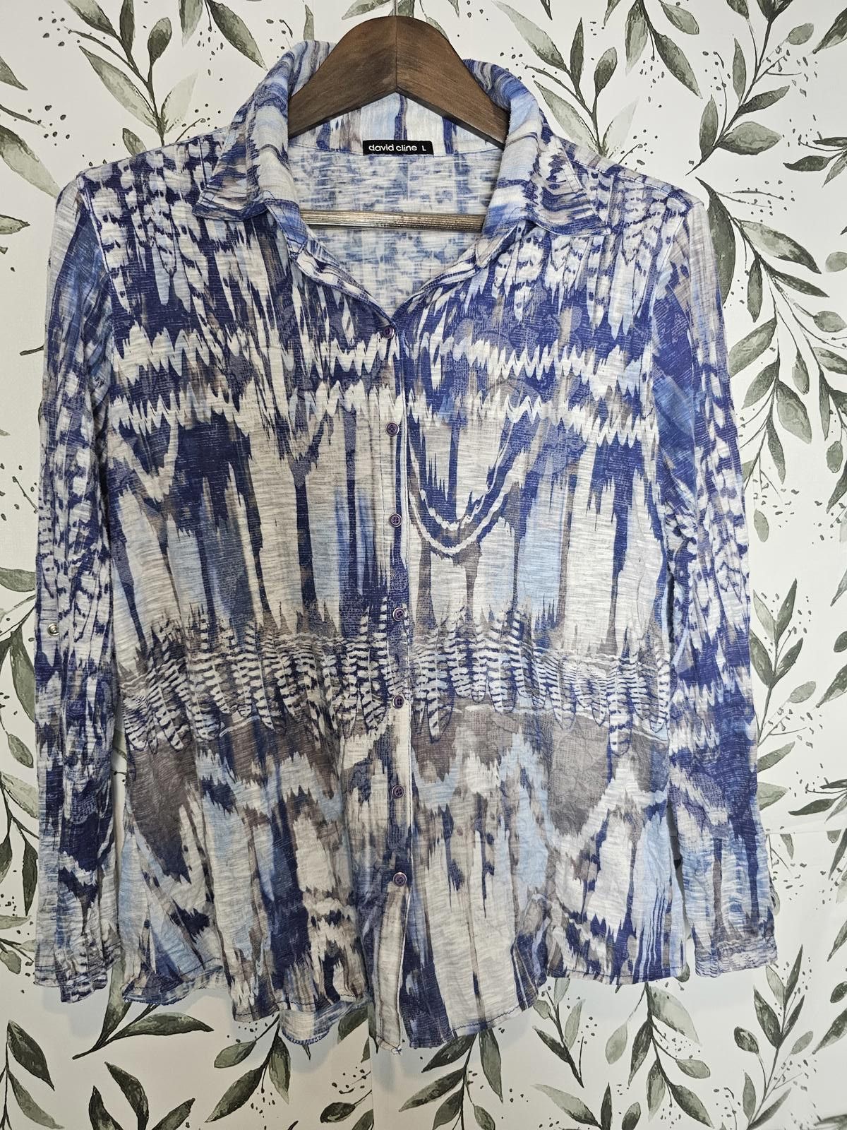 Designer David Cline Shirt Blue Womes L Tye Dye Print Sheer [COPY] Size L / US 10 / IT 46 - 1 Thumbnail