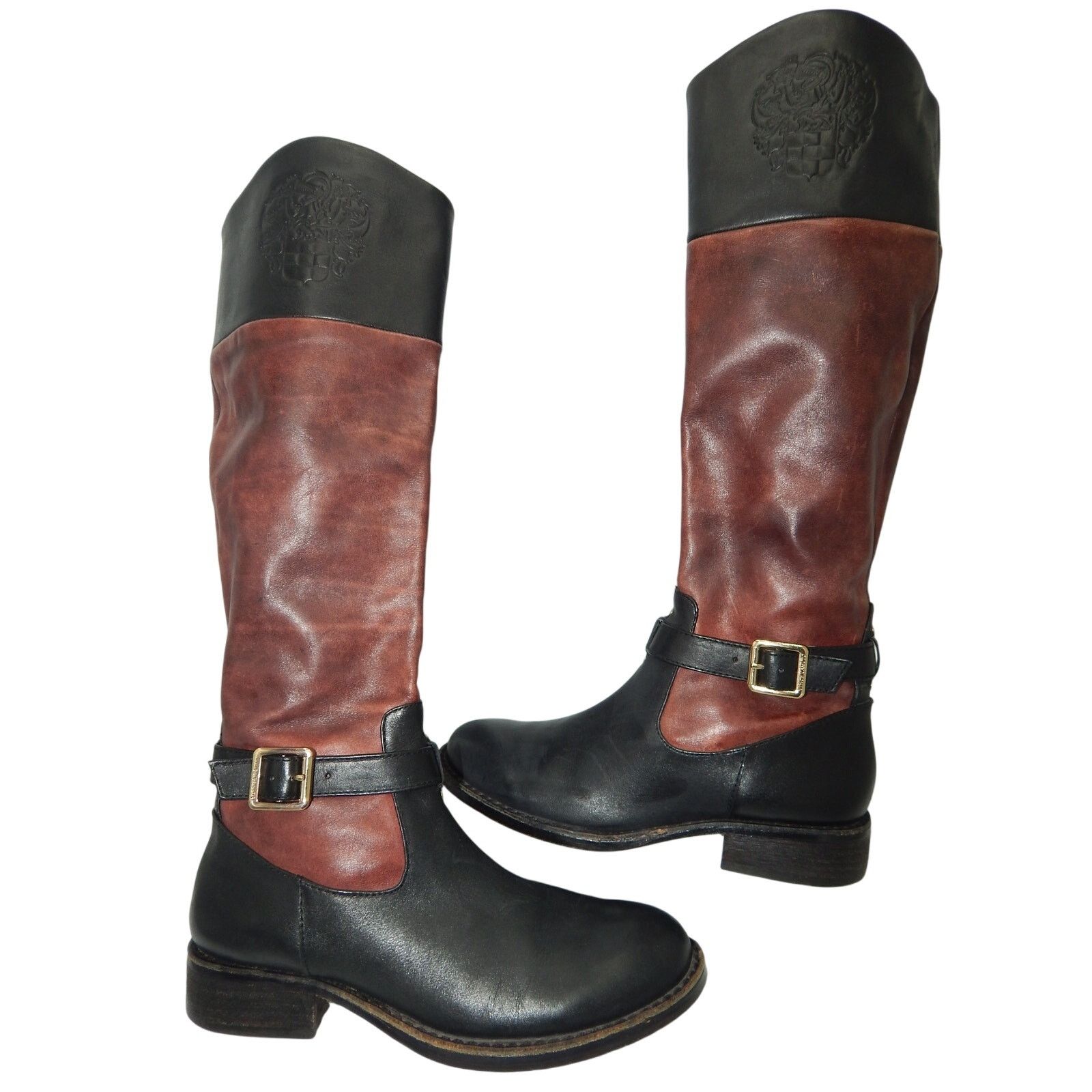 Vince Camuto Vince Camuto Black Brown Leather Boots Size 36 / 6 Size US 6 / IT 36 - 1 Thumbnail