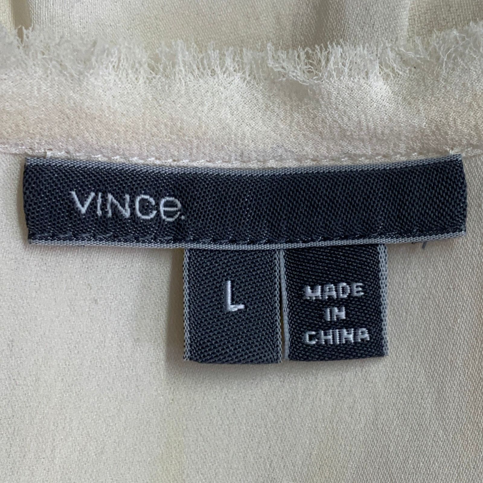 Vince VINCE Cream Embroidered Geometric Raw Edge Sleeveless Top Size L / US 10 / IT 46 - 5 Thumbnail