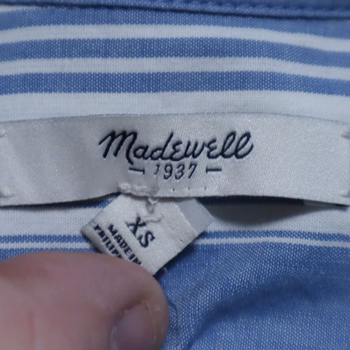Madewell Madewell Shirt Striped Blue Women's XS Popover Chambray 1/2 Button Up A5617 Size XS / US 0-2 / IT 36-38 - 5 Thumbnail