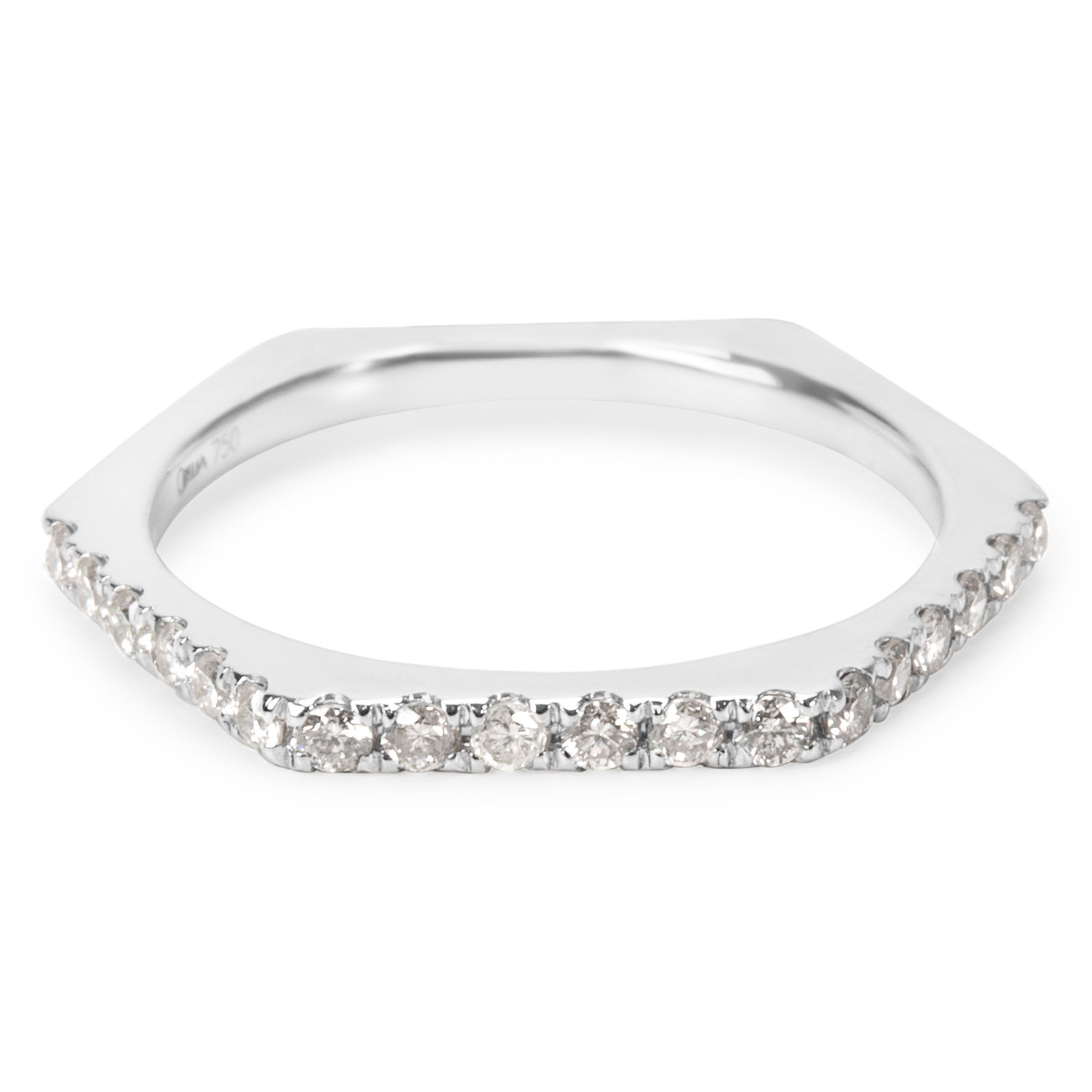 18k White Gold 0.35 Ctw Hexagon Shaped Diamond Ring/Band