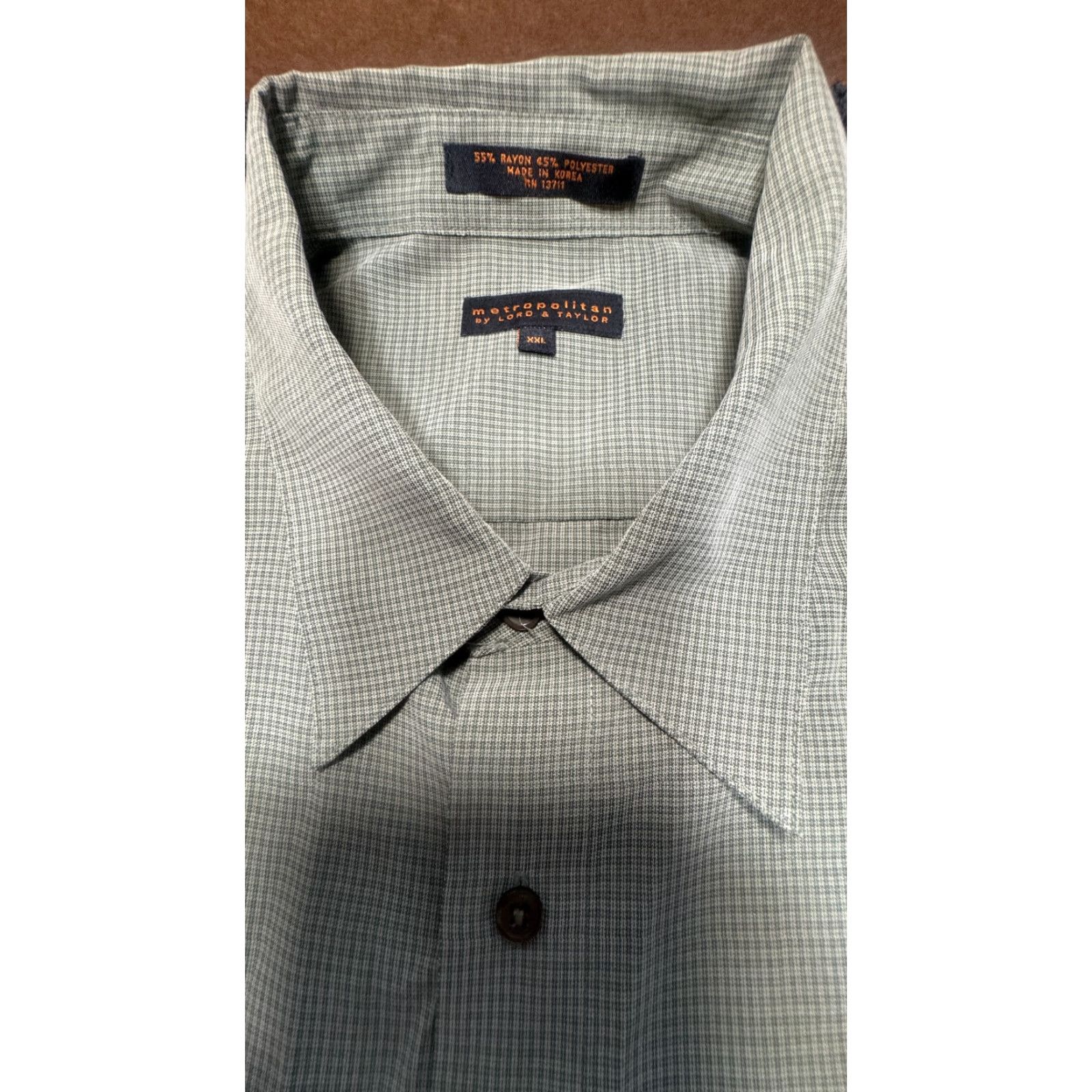 Lord & Taylor Lord & Taylor Metropolitan Button-Up Shirt Mens XXL Green Geometric Pattern Long Sleeve Shirt Size 48R - 2 Thumbnail