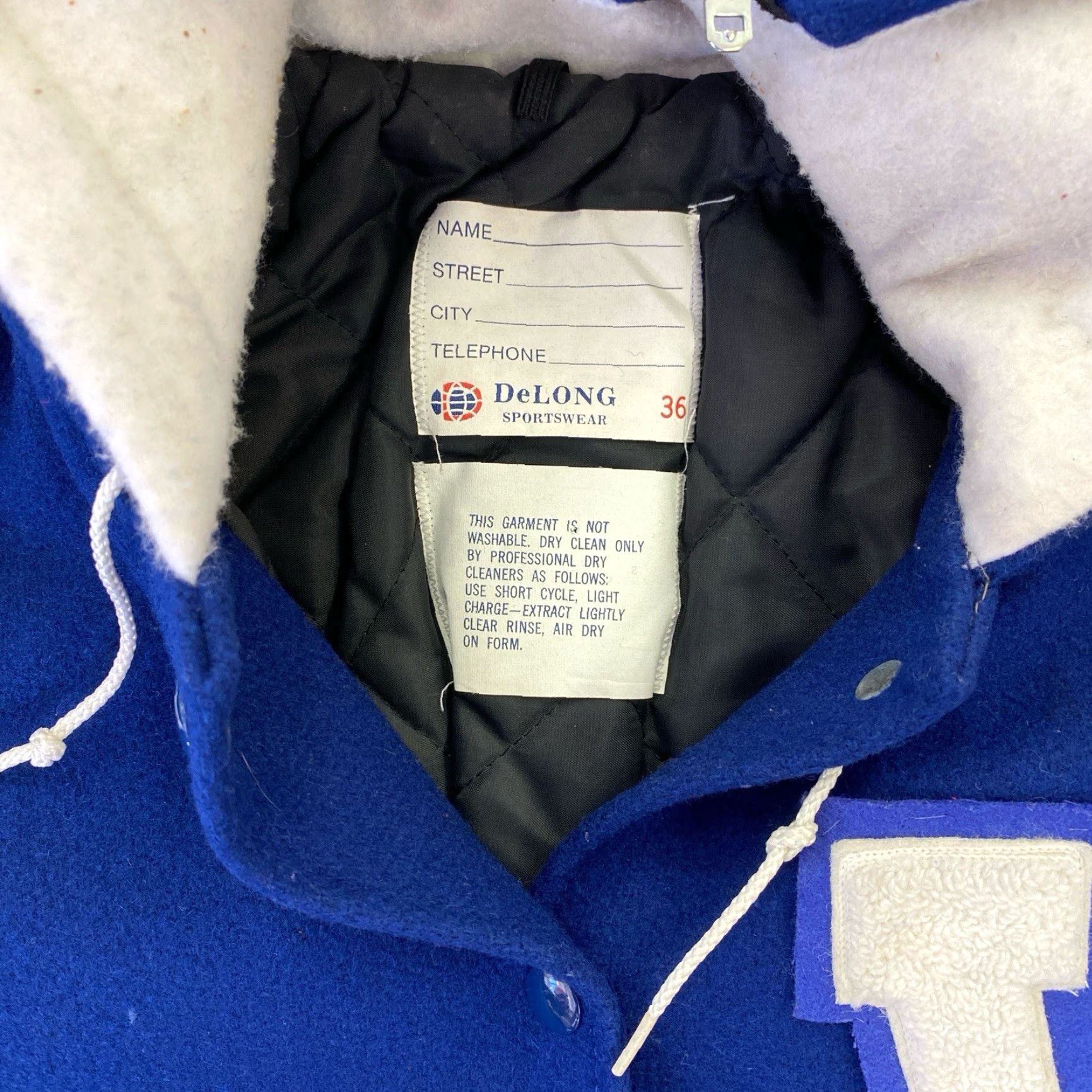 Vintage VINTAGE DeLong Wool Letterman Varsity Jacket Blue Split Hood 36 Unisex Adults Regular Size Jacket Size US XXS / EU 40 - 5 Thumbnail