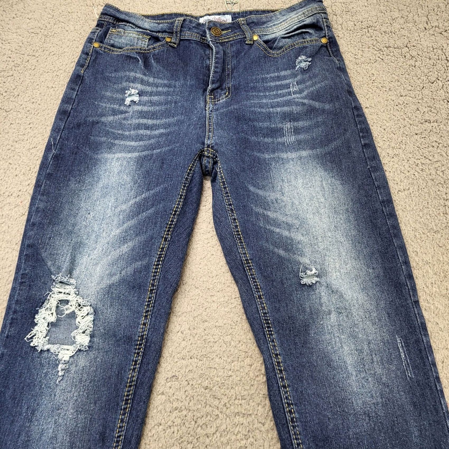 Denime Red Bottom Jeans Women 7/28 Denim Blue Skinny Mid Rise Distressed Hooks Zipper 5-Pocket Denim Cotton Spandex Rayon Regular Jeans Size 28" / US 6 / IT 42 - 5 Thumbnail
