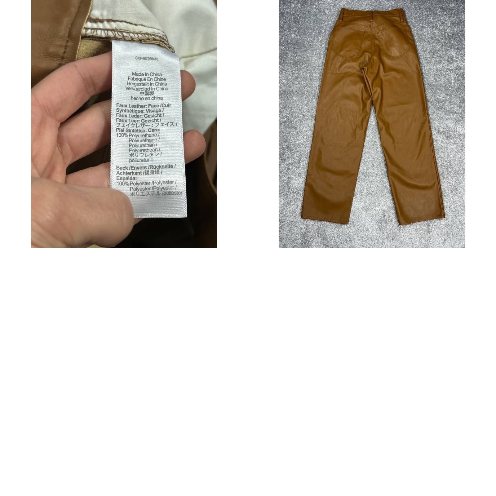 Madewell VINTAGE Madewell Womens Pants Wide Leg Chino Faux Leather Brown Size 25 90s Retro Size 42" / US 20 - 8 Thumbnail