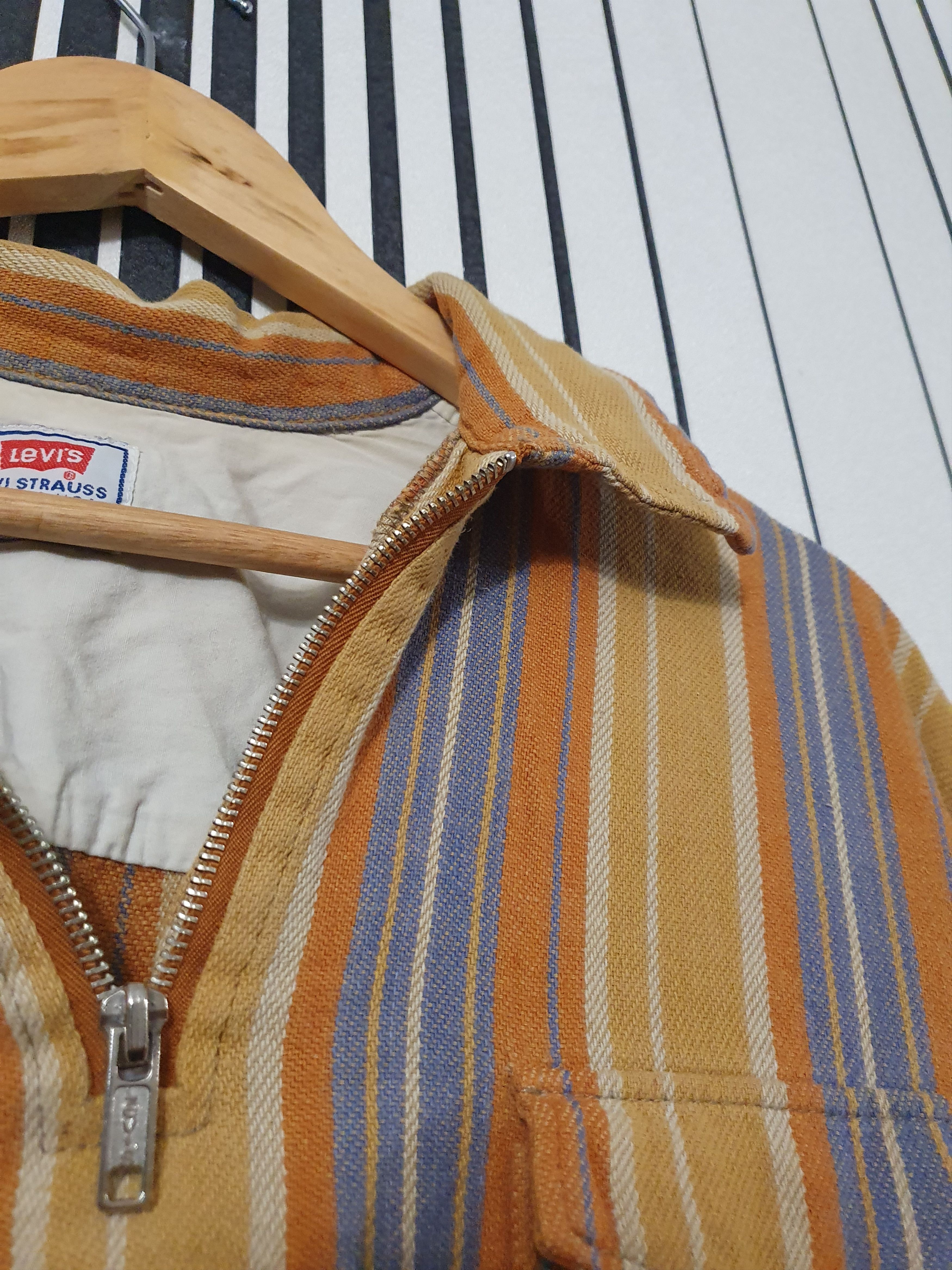 Levi's × Vintage 80's Levis Vintage Striped ZIP Double Pocket Sweatshirt Size US L / EU 52-54 / 3 - 9 Thumbnail