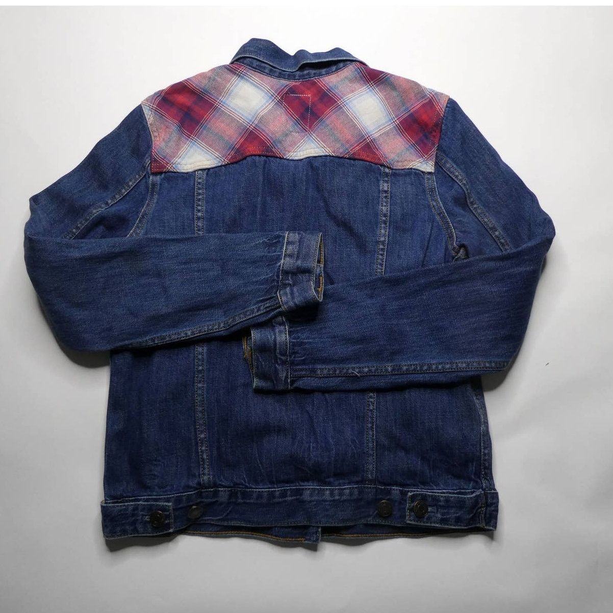 Pendleton GAP x PENDLETON Women's Denim Blue Jean Jacket Red Plaid XS Size XS / US 0-2 / IT 36-38 - 2 Thumbnail