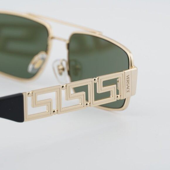 Versace Versace VE2257 100230 Sunglasses Gold Rectangle Frame,Green Size ONE SIZE - 5 Thumbnail
