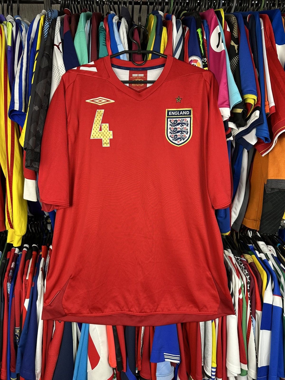 Umbro Umbro England 2006 2008 Gerrard#4 Away Shirt Soccer Jersey Size US XL / EU 56 / 4 - 1 Thumbnail