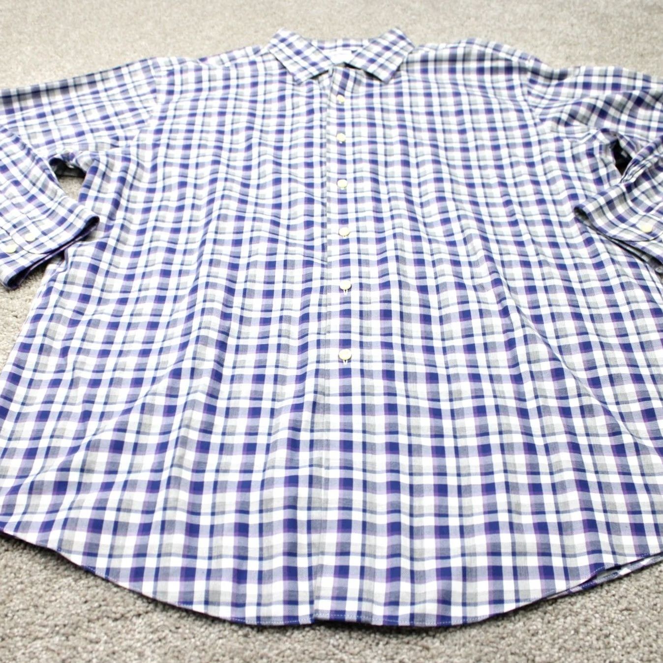 Brooks Brothers Brooks Brothers 346 Shirt Mens 17, 2/3 Purple/Blue Slim Fit Non-Iron Cotton L/S Shirt Size US XL / EU 56 / 4 - 3 Thumbnail