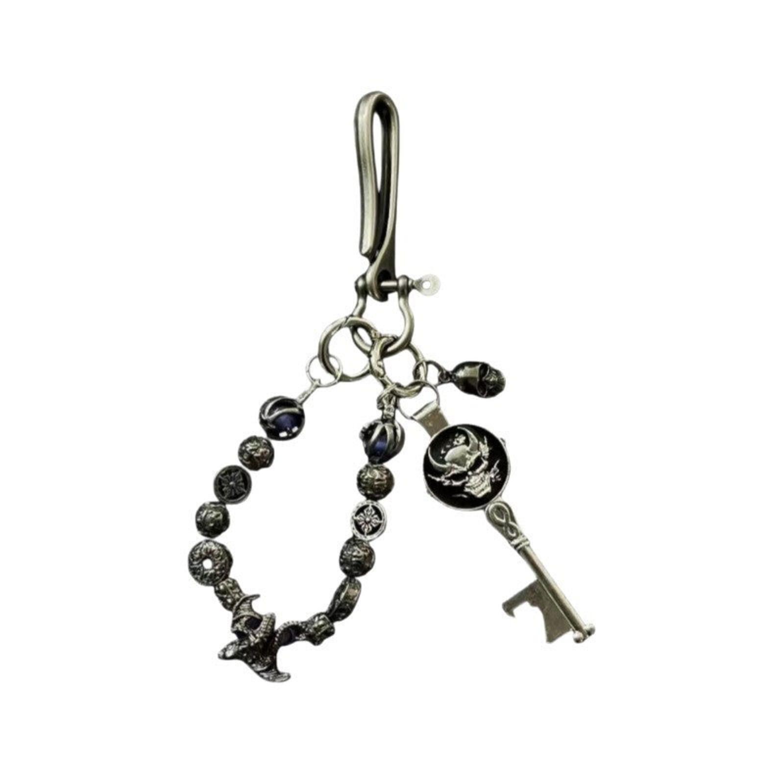 Jewelry Dark Key Skull Bead Keychain | Handcraft Punk Azure Size ONE SIZE - 5 Thumbnail
