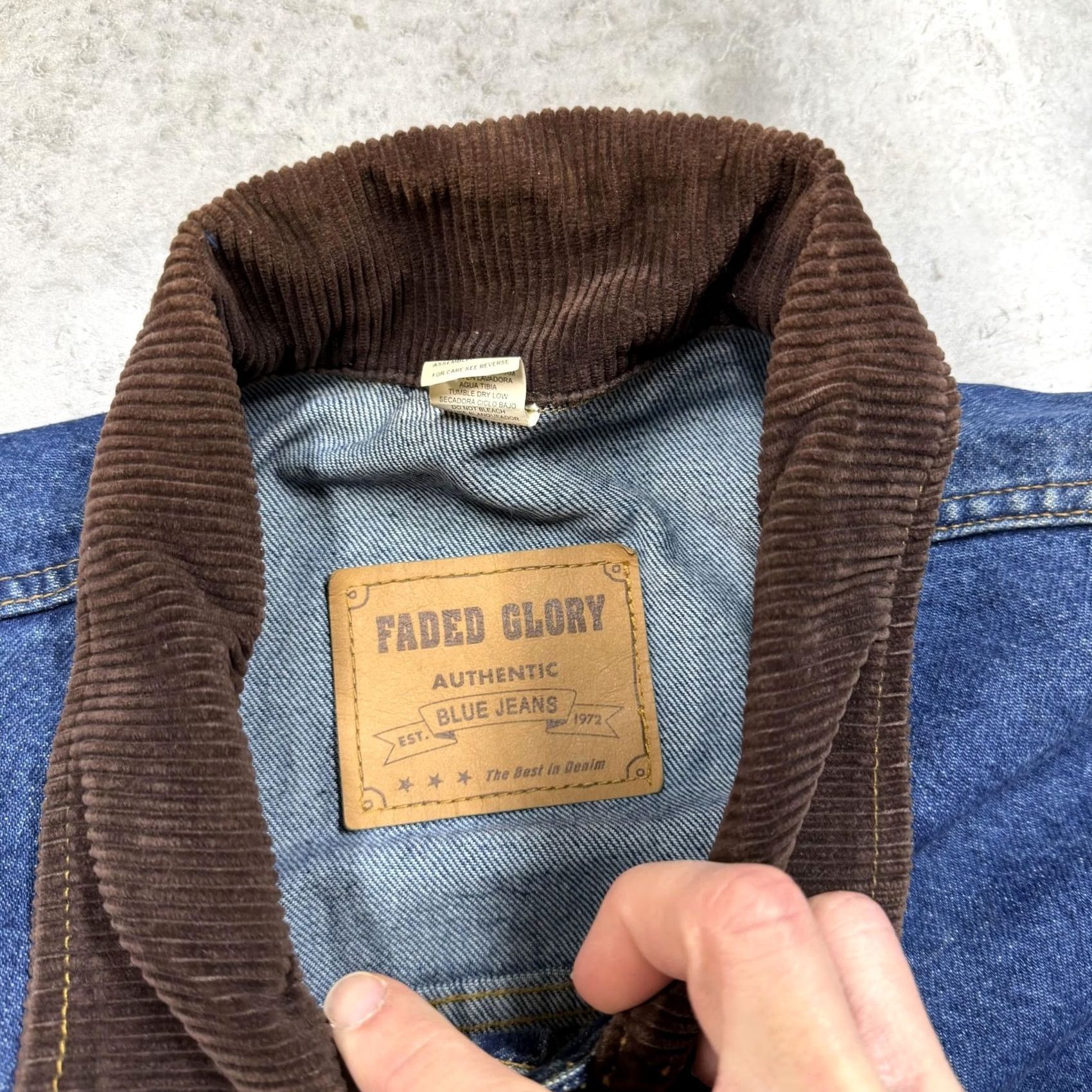 Faded Glory Faded Glory Coat Mens L Blue Denim Corduroy Collar Chore Workwear Jacket Size US L / EU 52-54 / 3 - 4 Thumbnail