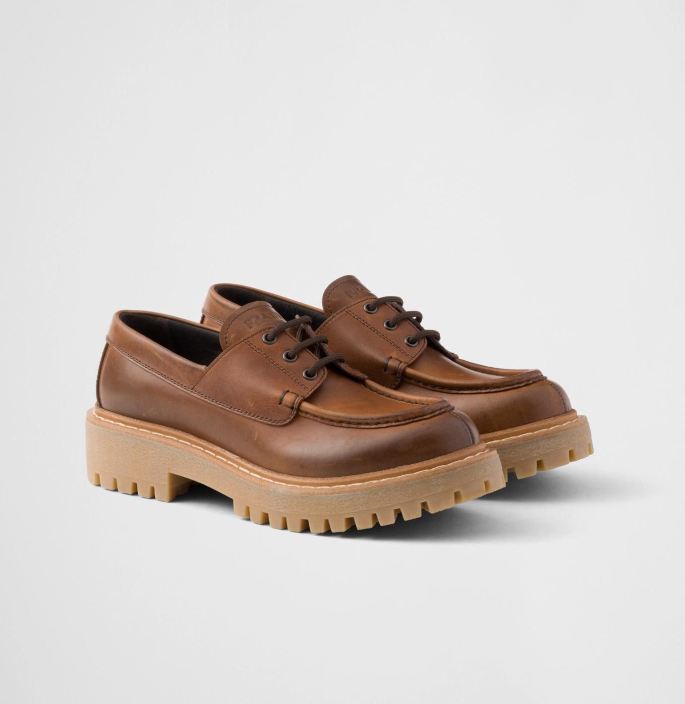 Prada PRADA LACED LEATHER LOAFERS SIZE 38 Size ONE SIZE - 2 Thumbnail