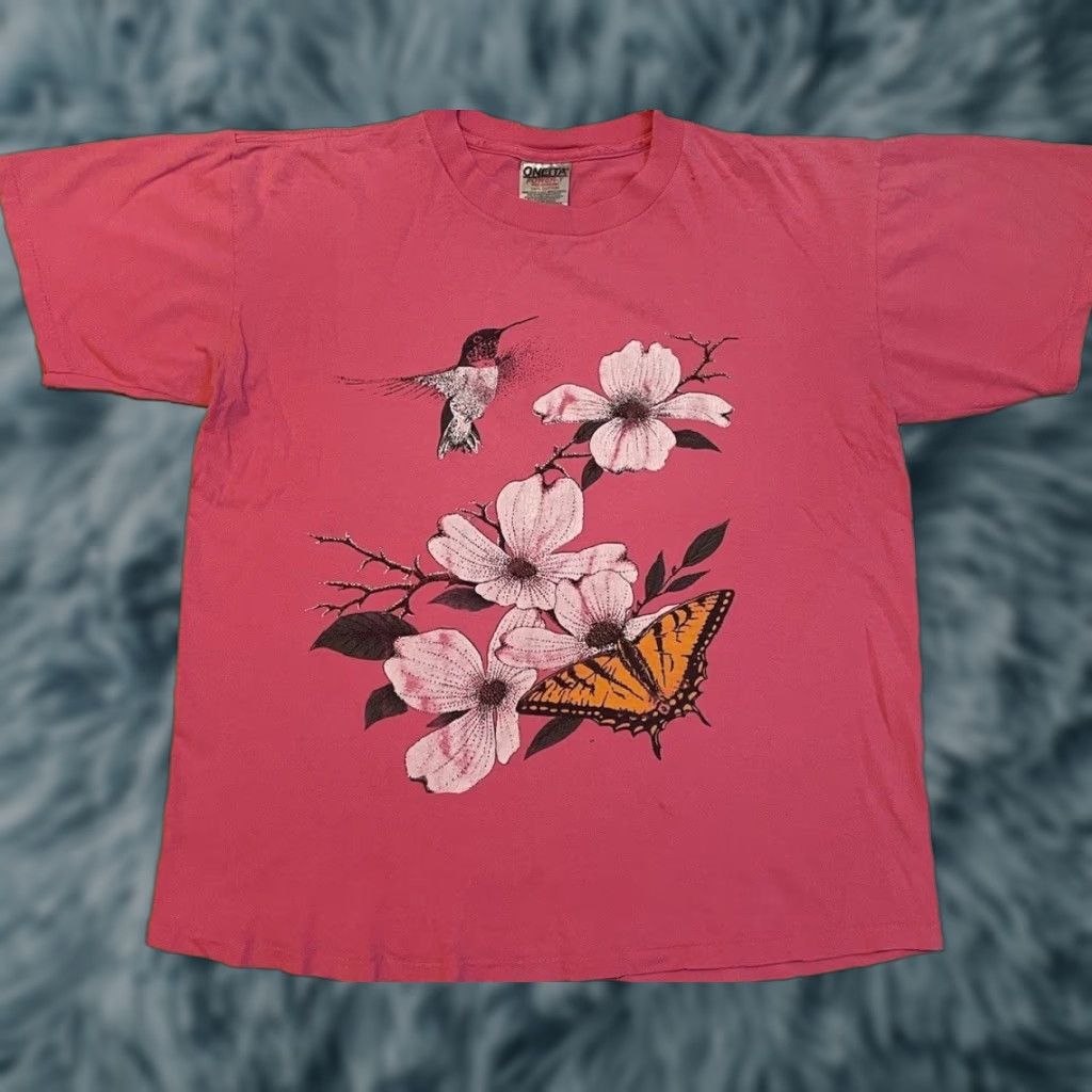 Vintage Vtg 90s Butterfly Flower Faded Shirt S Animal Art Nature Bird Skate Grunge 80s Size US S / EU 44-46 / 1 - 1 Thumbnail