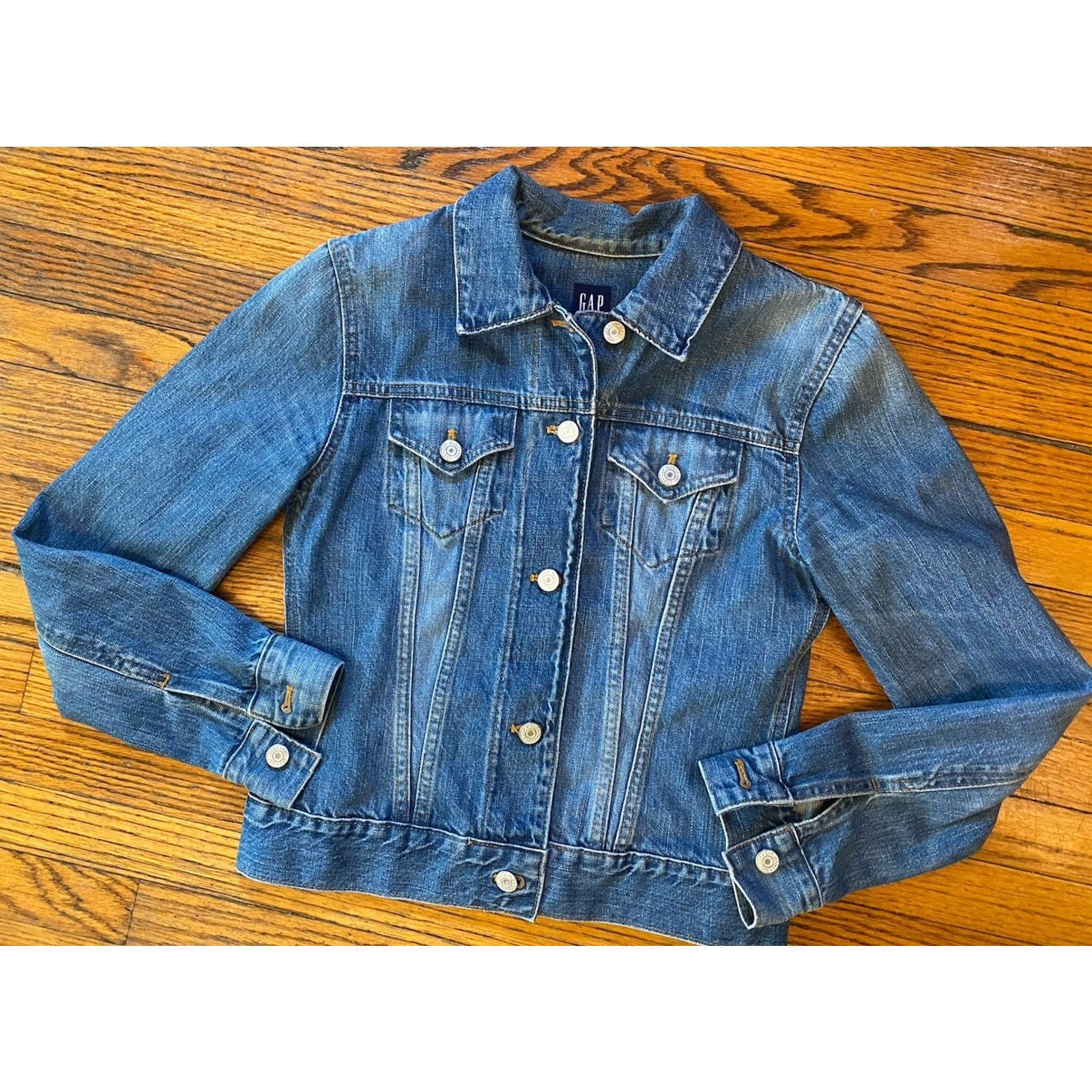 Gap Gap Denim Jacket Womens XS Blue Cotton Blend Button Pockets Size XS / US 0-2 / IT 36-38 - 1 Thumbnail