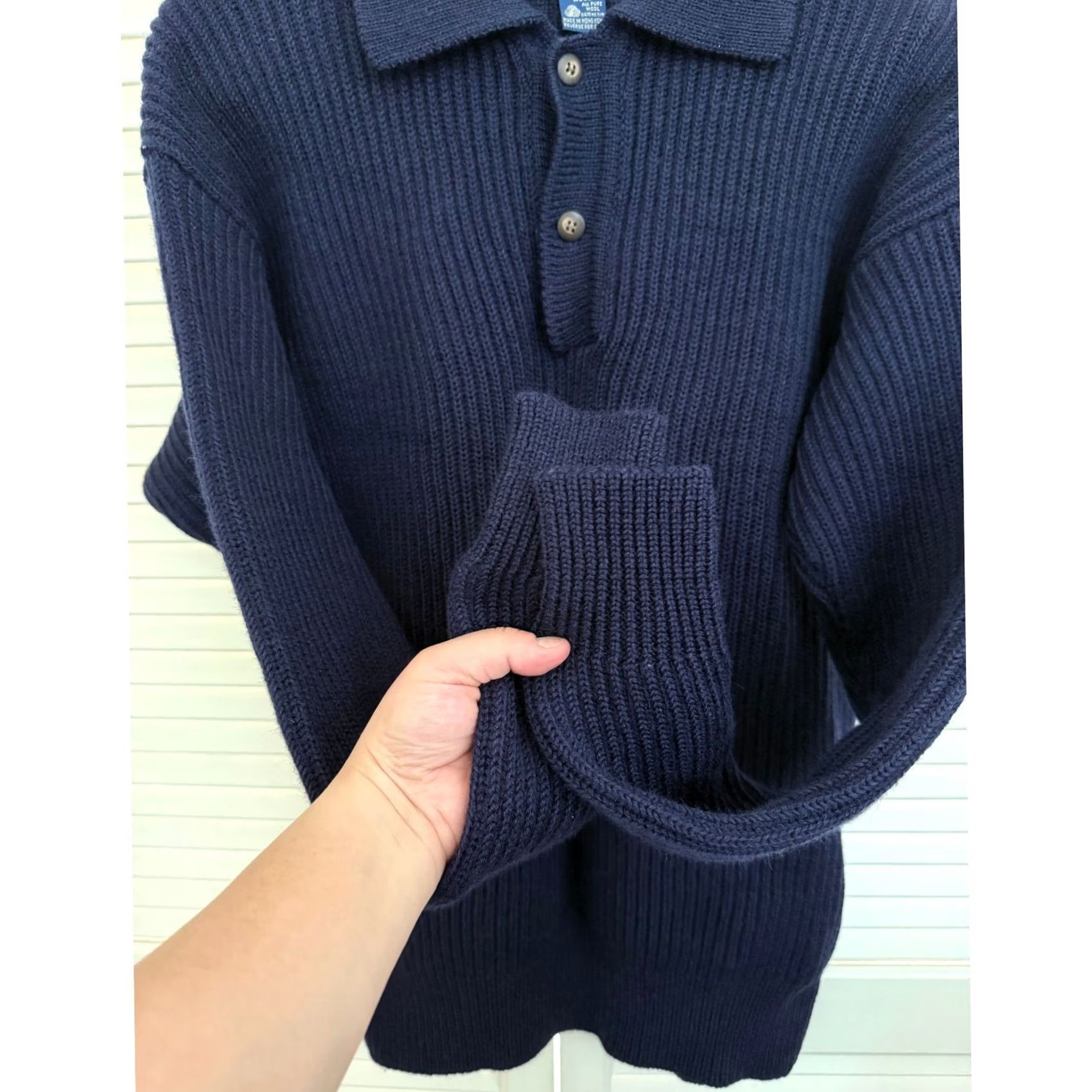 Gap VINTAGE Gap Polo Knit Long Sleeve Navy Blue Wool Oversized Pullover S Men Small Size Size US S / EU 44-46 / 1 - 4 Thumbnail