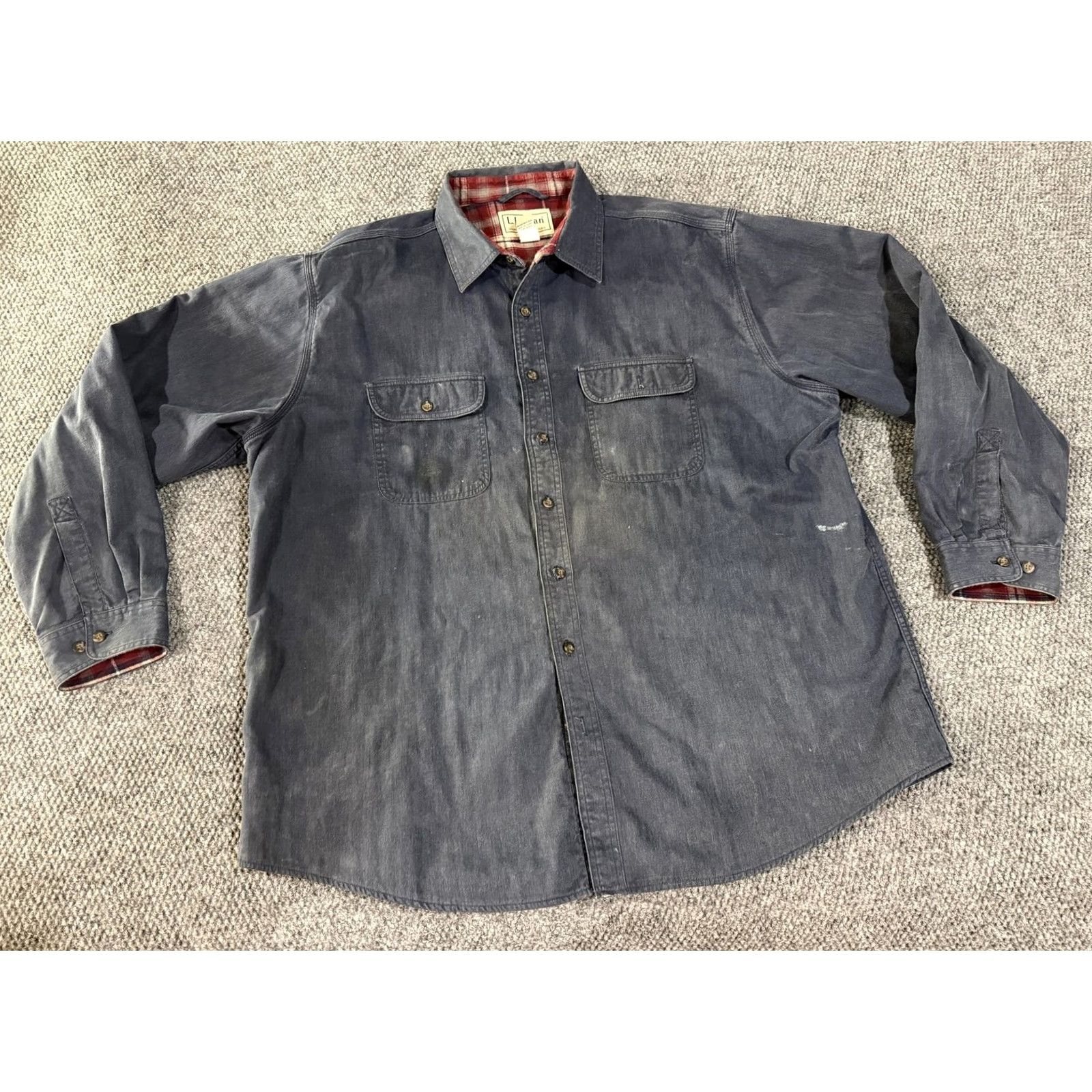 Vintage VINTAGE L.L.Bean Shirt Mens 2XL Blue Denim Flannel Lined Button Front Long Sleeve Casual Size US XXL / EU 58 / 5 - 2 Thumbnail