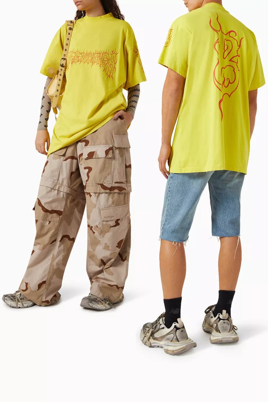 Balenciaga Yellow Distressed Darkwave Logo Oversized T-Shirt Size US XS / EU 42 / 0 - 5 Thumbnail