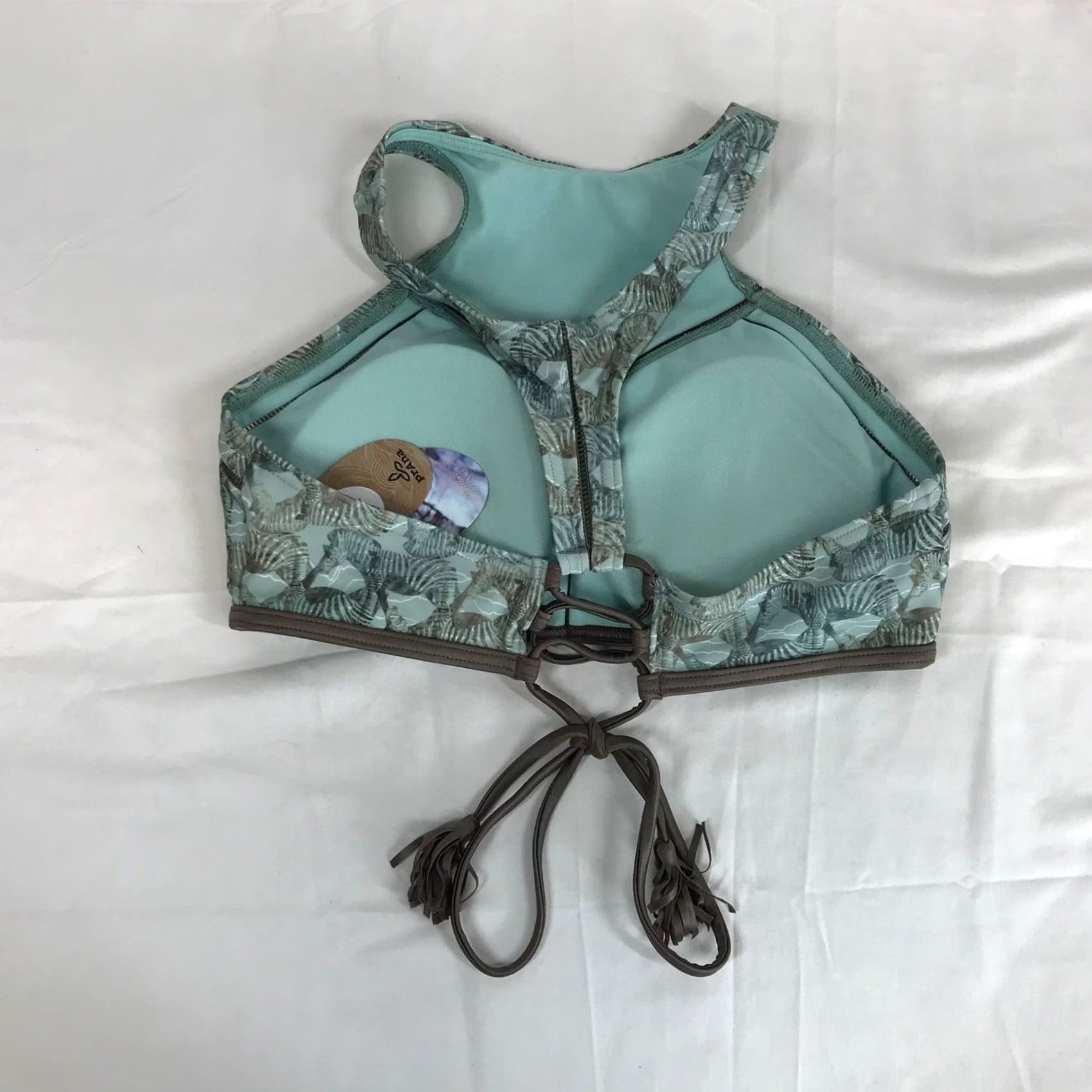 Prana VINTAGE Prana Azra High Neck Bikini Top Seaside Safari Zebra Print Tassels W11181047 S Size S / US 4 / IT 40 - 4 Thumbnail
