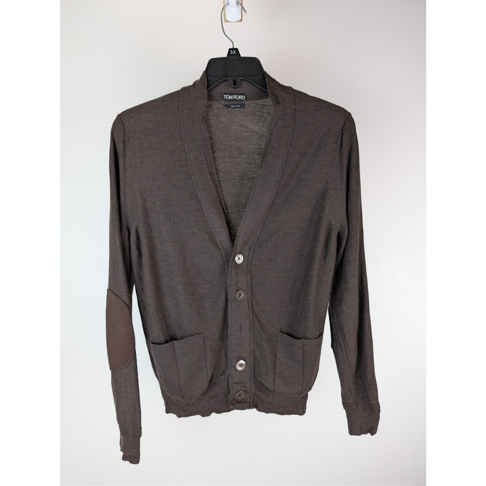 Tom Ford o1rshd1 CC20 V-Neck Cardigan is a dark brown Size US M / EU 48-50 / 2 - 2 Thumbnail