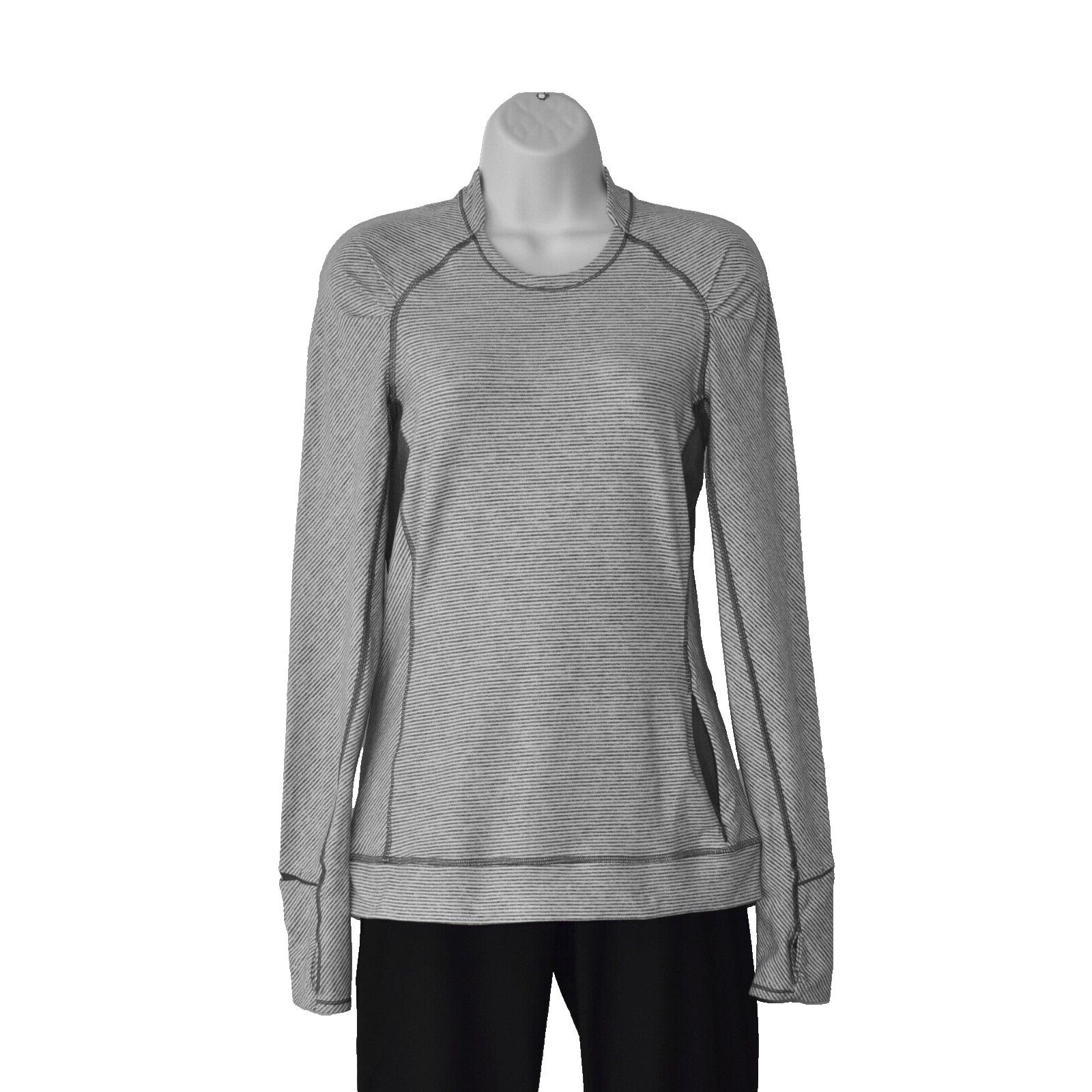 Lululemon LULULEMON Grey Striped Zip Pocket Long Sleeve Workout Top 6 Size M / US 6-8 / IT 42-44 - 1 Thumbnail