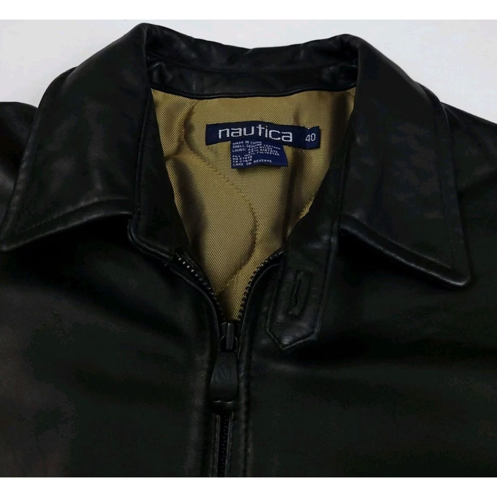 Nautica VINTAGE Nautica Leather Jacket Black Lined 90s USA Sz 40 Mens Jacket Size US XXS / EU 40 - 3 Thumbnail