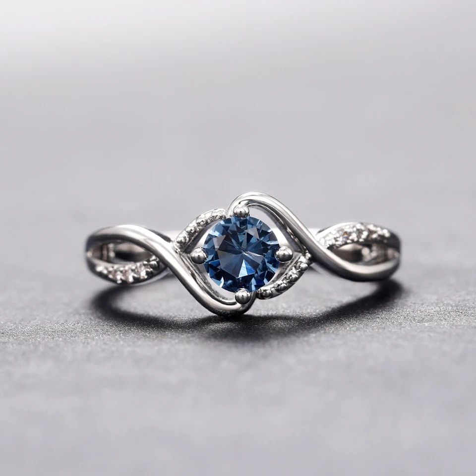 Designer × Jewelry Charming Blue Cubic Zirconia Ring Size ONE SIZE - 4 Thumbnail