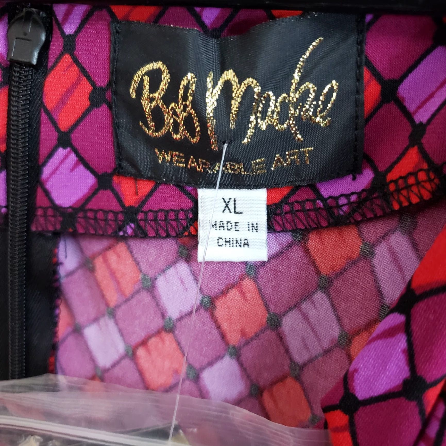 Bob Mackie Bob Mackie Womens Dress XL Wrap Dress Long Sleeve Purple Red Geometric Pattern Knee Length Vintage No Womens Size XL / US 12-14 / IT 48-50 - 5 Thumbnail