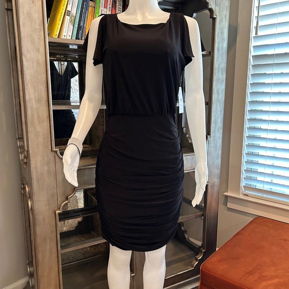 Designer Julia Jordan Ruched Split Sleeve Jersey Dress Size L / US 10 / IT 46 - 2 Thumbnail