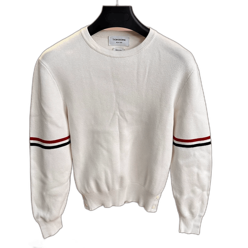 Thom Browne Thom Browne White Color Block Knit Sweater Size US XXS / EU 40 - 1 Thumbnail