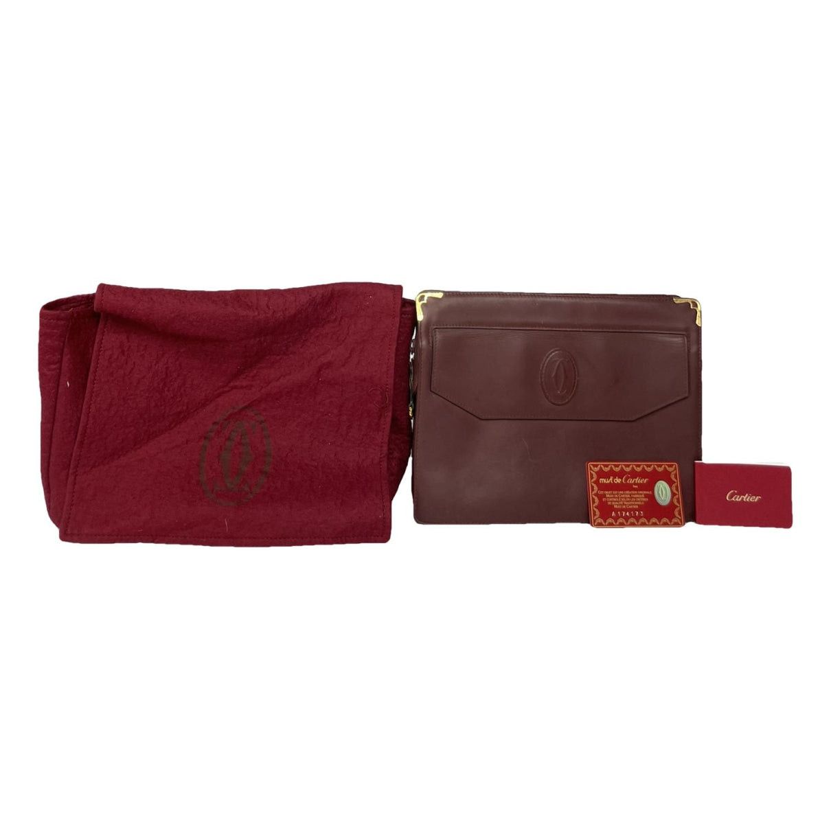 Cartier C Burgundy Patent Leather Clutch Bag Size ONE SIZE - 1 Thumbnail