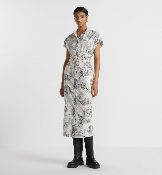 Dior o1w1db10326 511R87 Mid-Length Dress in White/Blue Size XL / US 12-14 / IT 48-50 - 3 Thumbnail