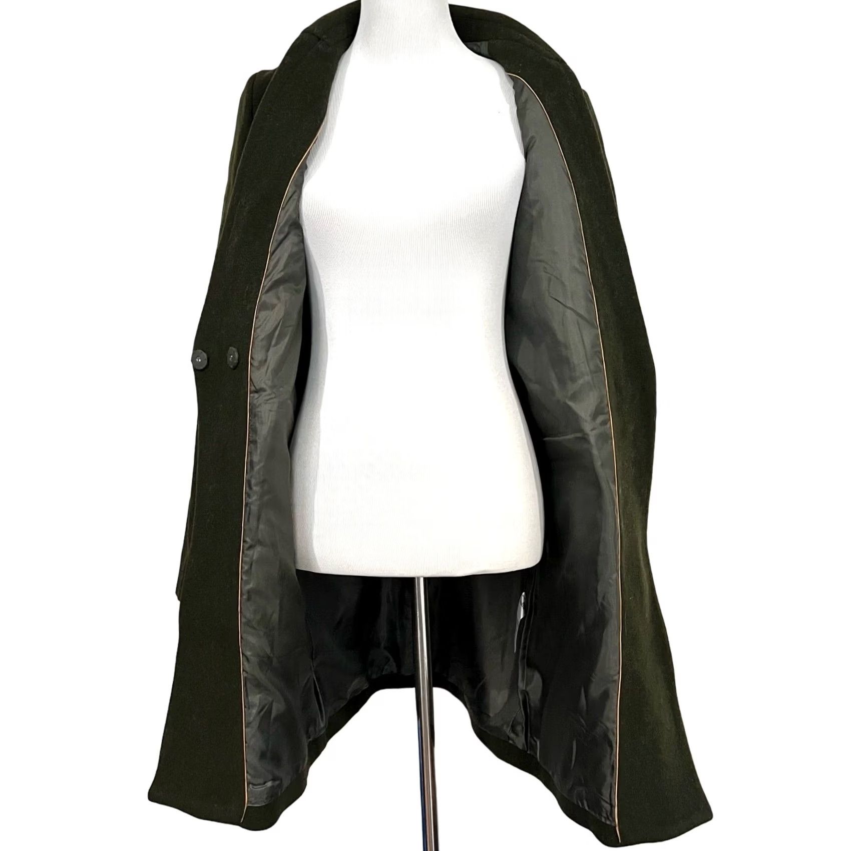 Vintage VINTAGE Sly Coat Overcoat Women Wool Olive Green Hidden Snap Buttons Pockets Sz 2 Ladies Womens Wool Coat Size XS / US 0-2 / IT 36-38 - 3 Thumbnail