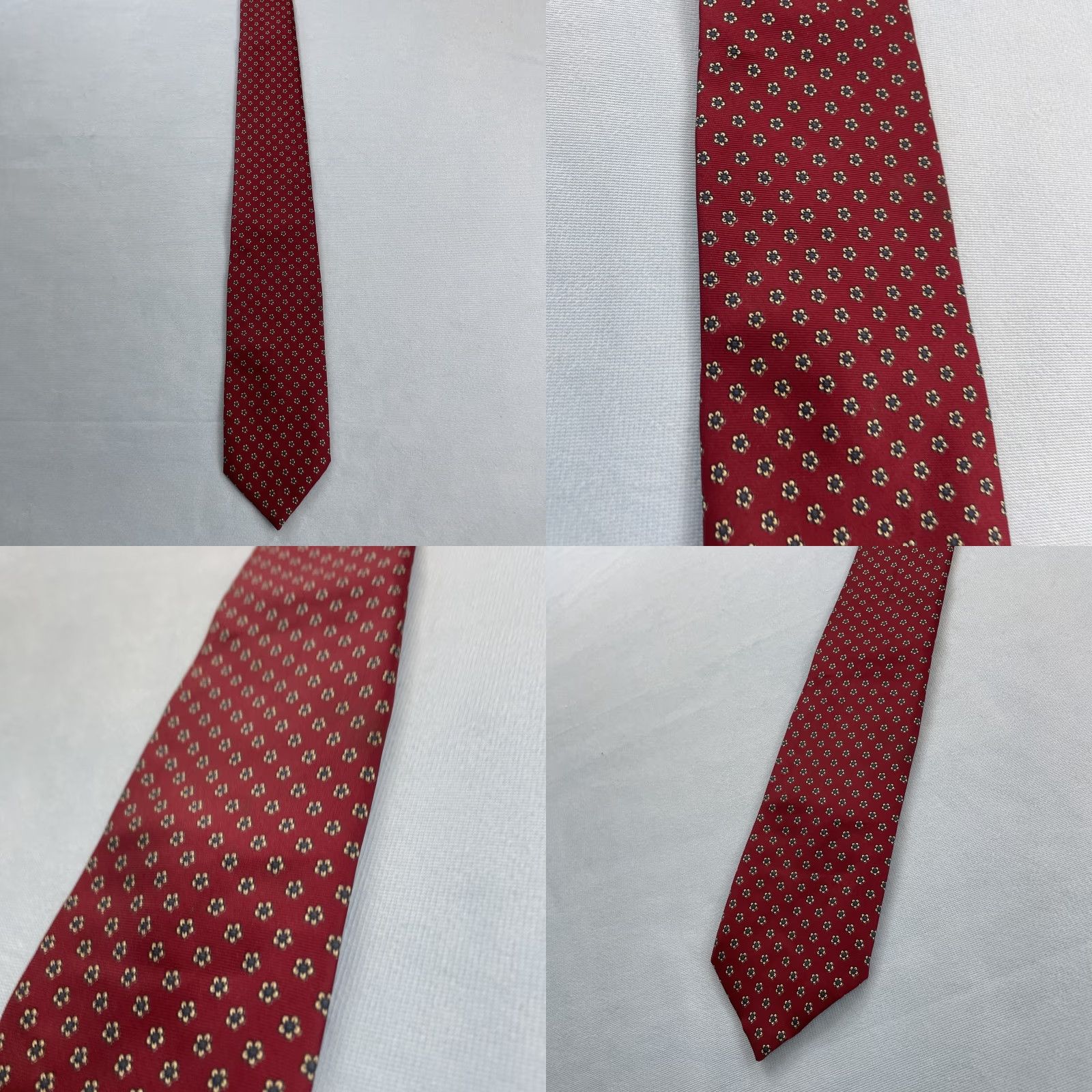 MCM VINTAGE Reed St. James Silk ITALY Tie 3x54 Short MCM Floral Medallion Red Necktie Classic 1970s 90s Macclesfield neat foulard Size US 35 - 9 Thumbnail