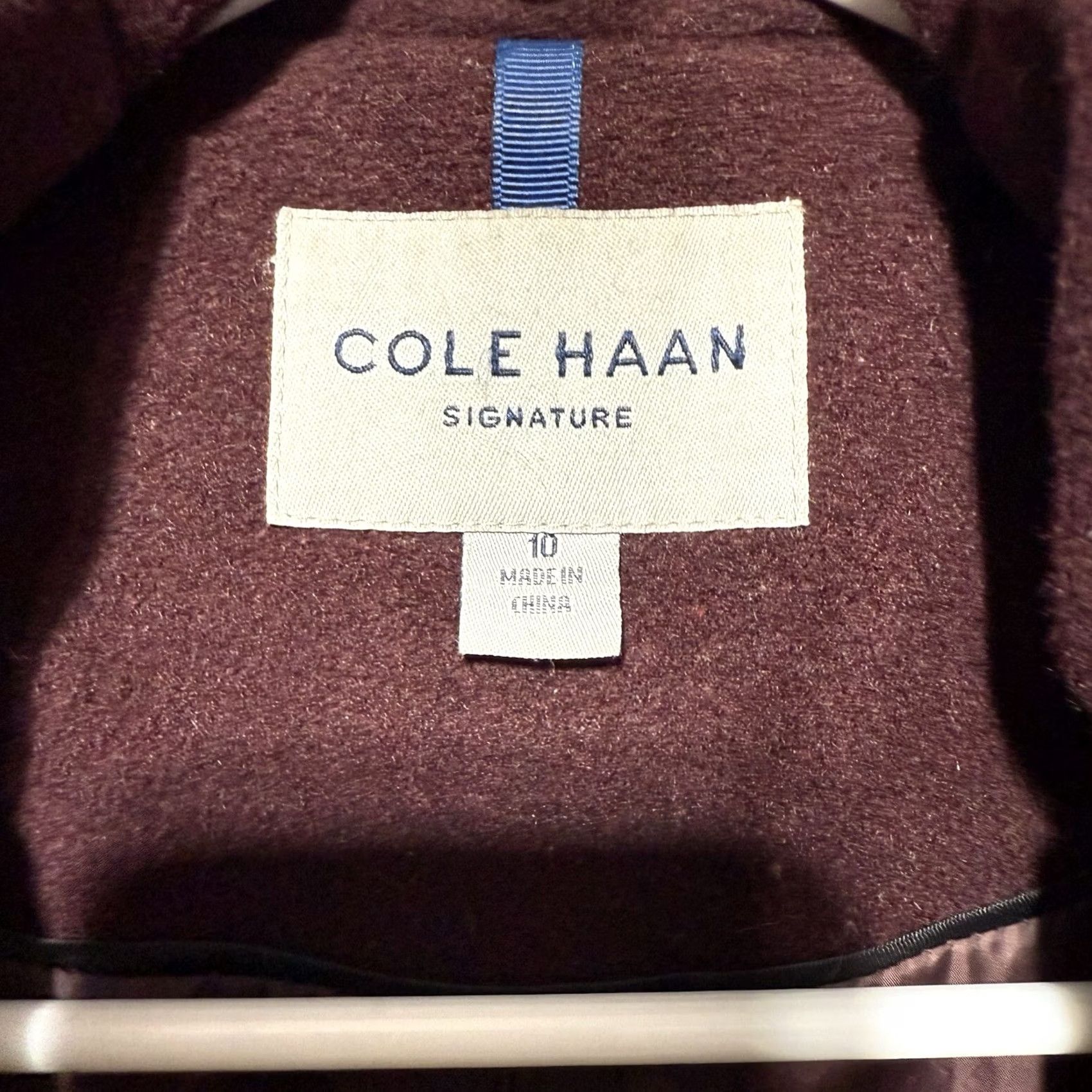 Cole Haan VINTAGE Cole Haan Coat Wool Burgundy Belted Duffle Overcoat Women 10 Wool Blend Signature Old Money Quit Luxury Length 35” P2P 19” Size L / US 10 / IT 46 - 8 Thumbnail