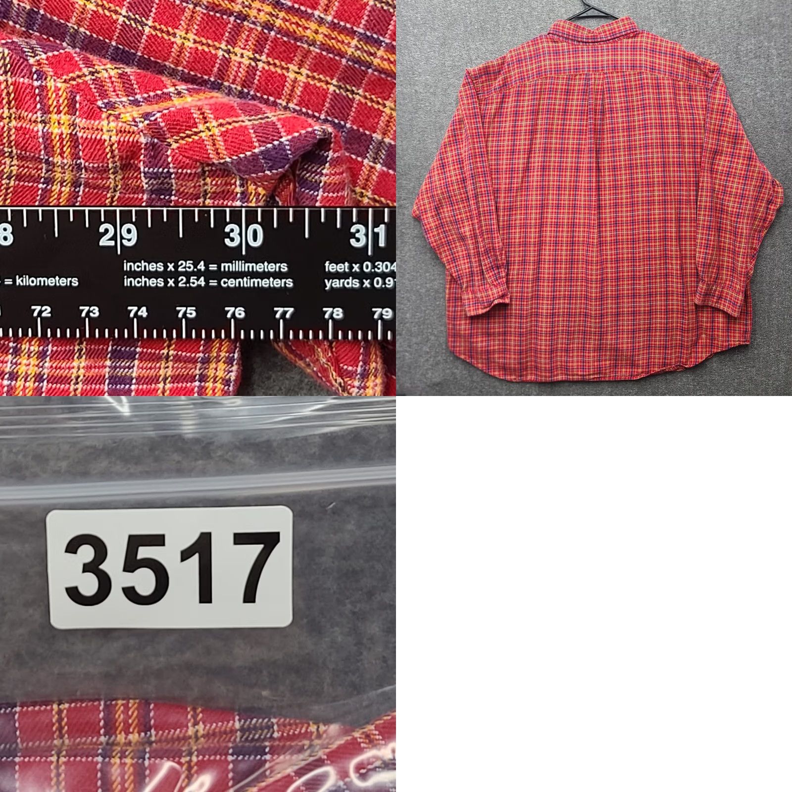 Polo Ralph Lauren VINTAGE Polo Ralph Lauren Shirt Big & Tall 3X Mens Plaid Button-Down Long Sleeve Collar Polo Pony Red/Yellow/Navy Size US XXL / EU 58 / 5 - 8 Thumbnail